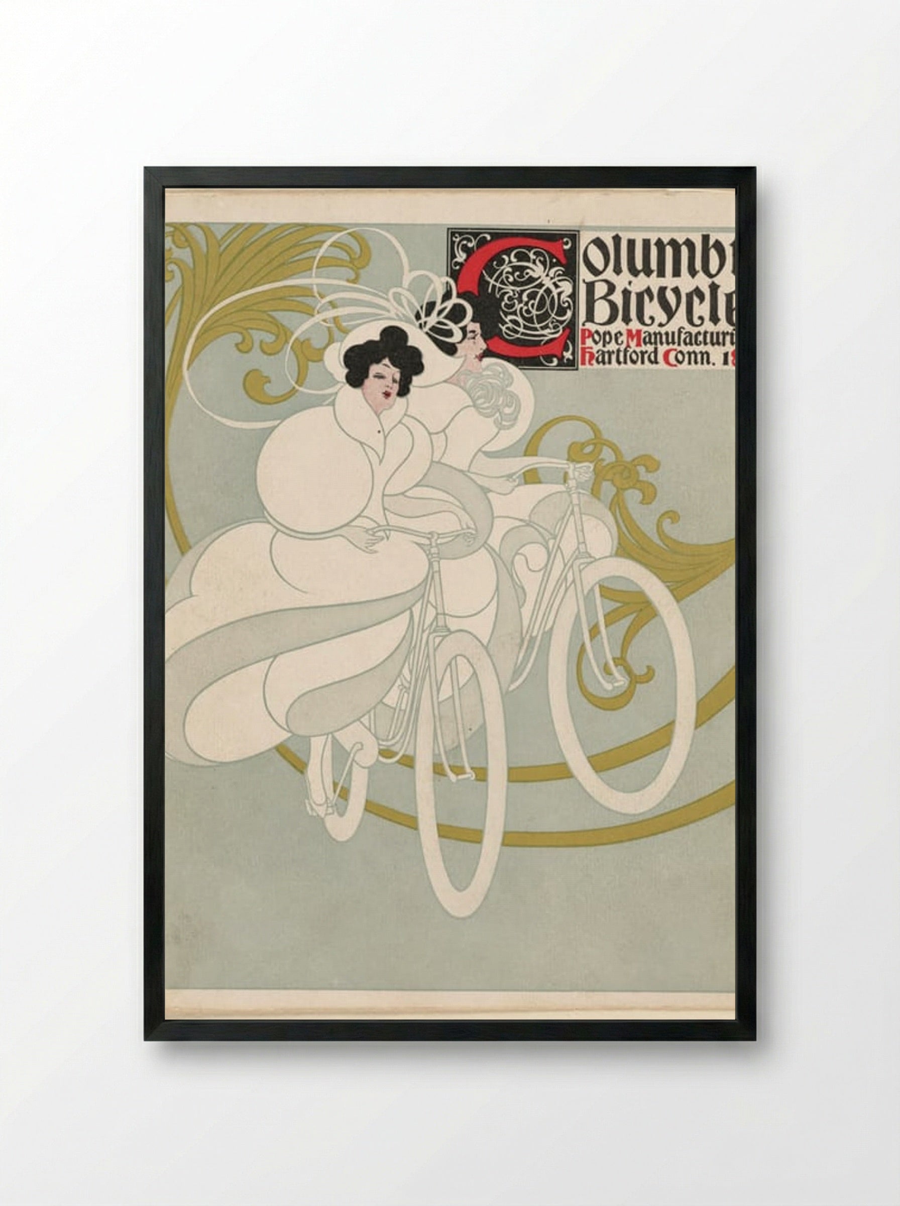 Columbia Bicycles, Pope Manufacturing Co., Hartford, Conn. - Will H. Bradley - Framed Print Black