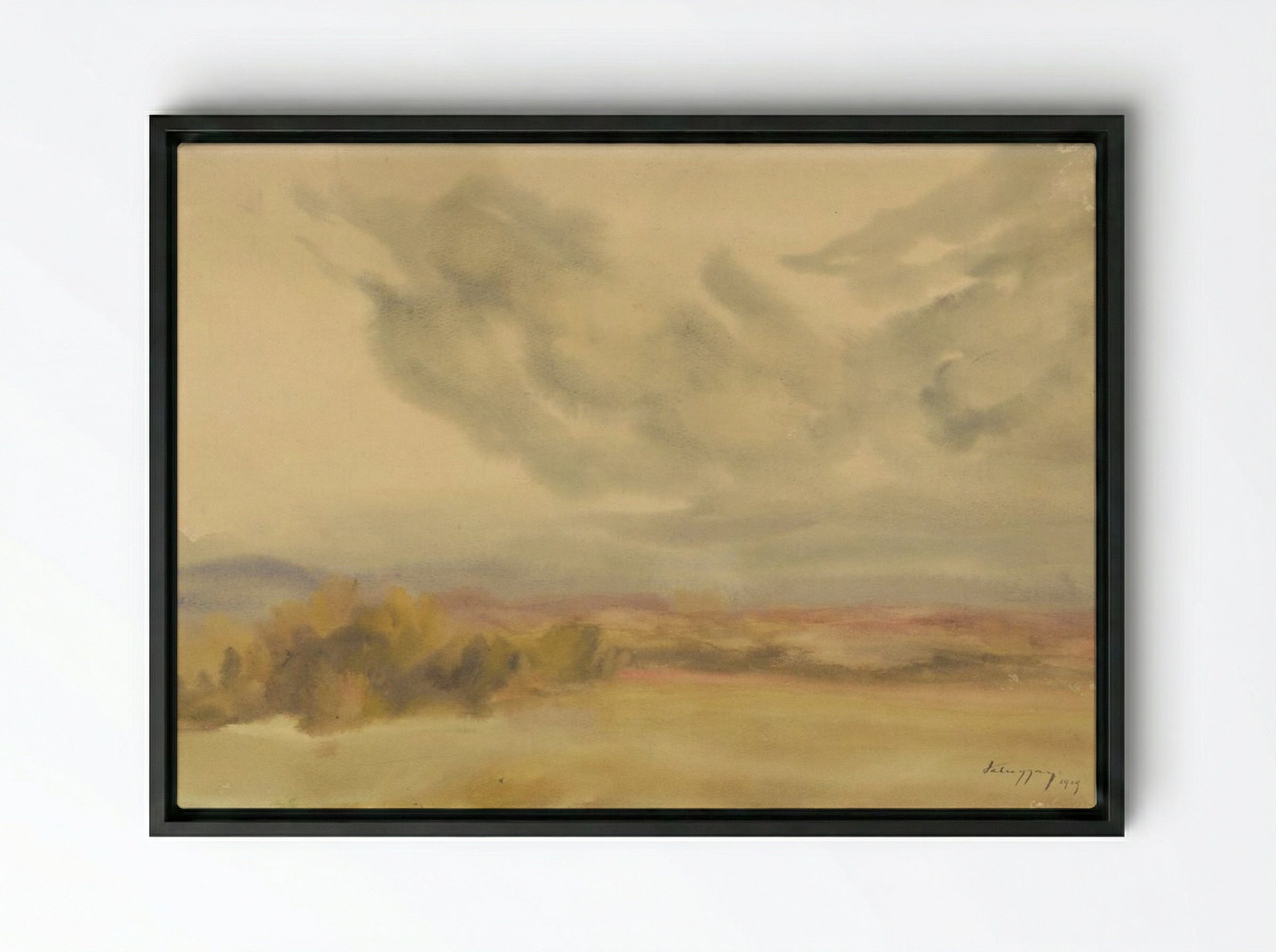 Clouds Over a Plain - Zolo Palugyay - Framed Canvas Black