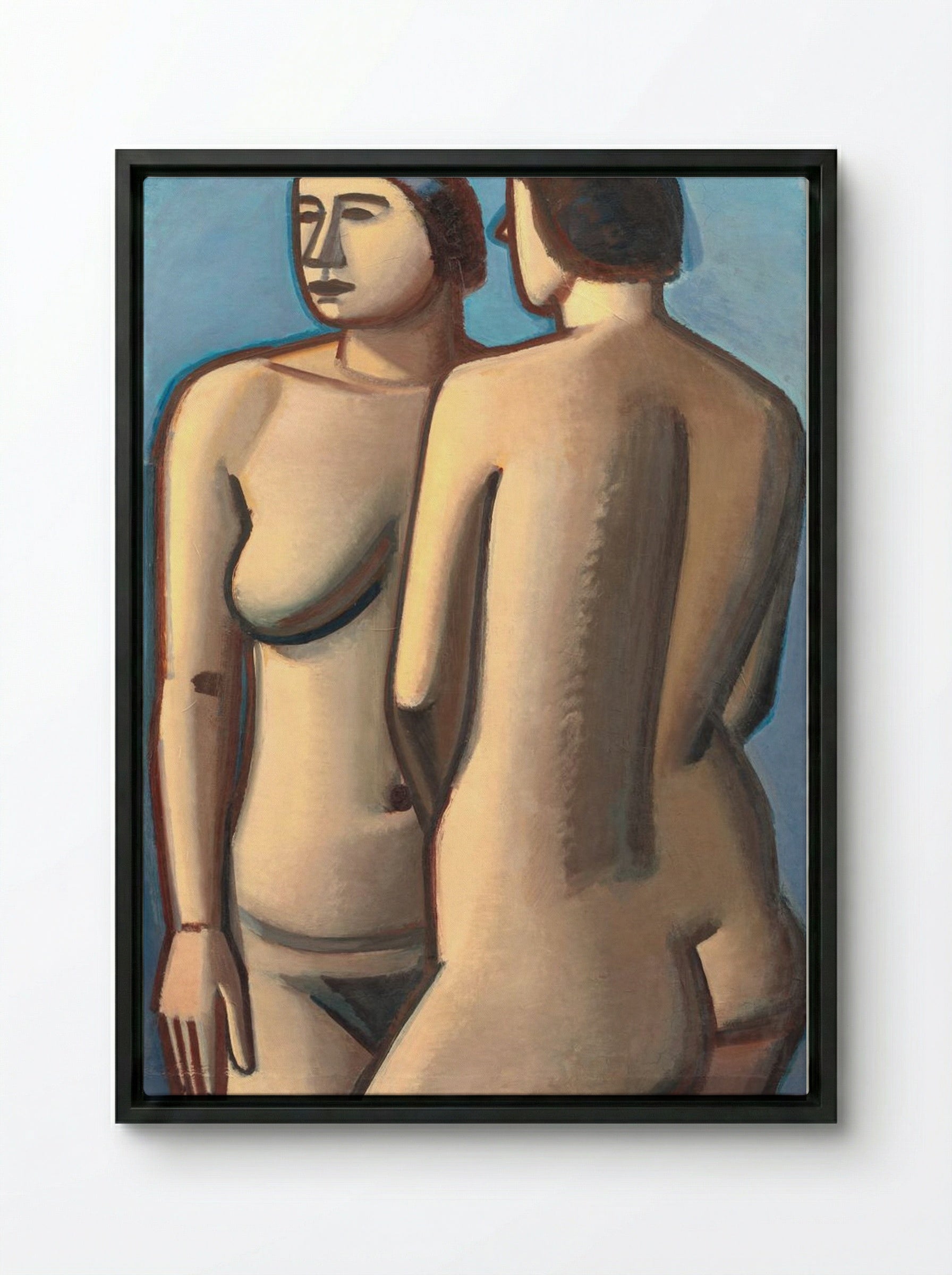 Two Female Nudes - Vilhelm Lundstrøm - Framed Canvas Black