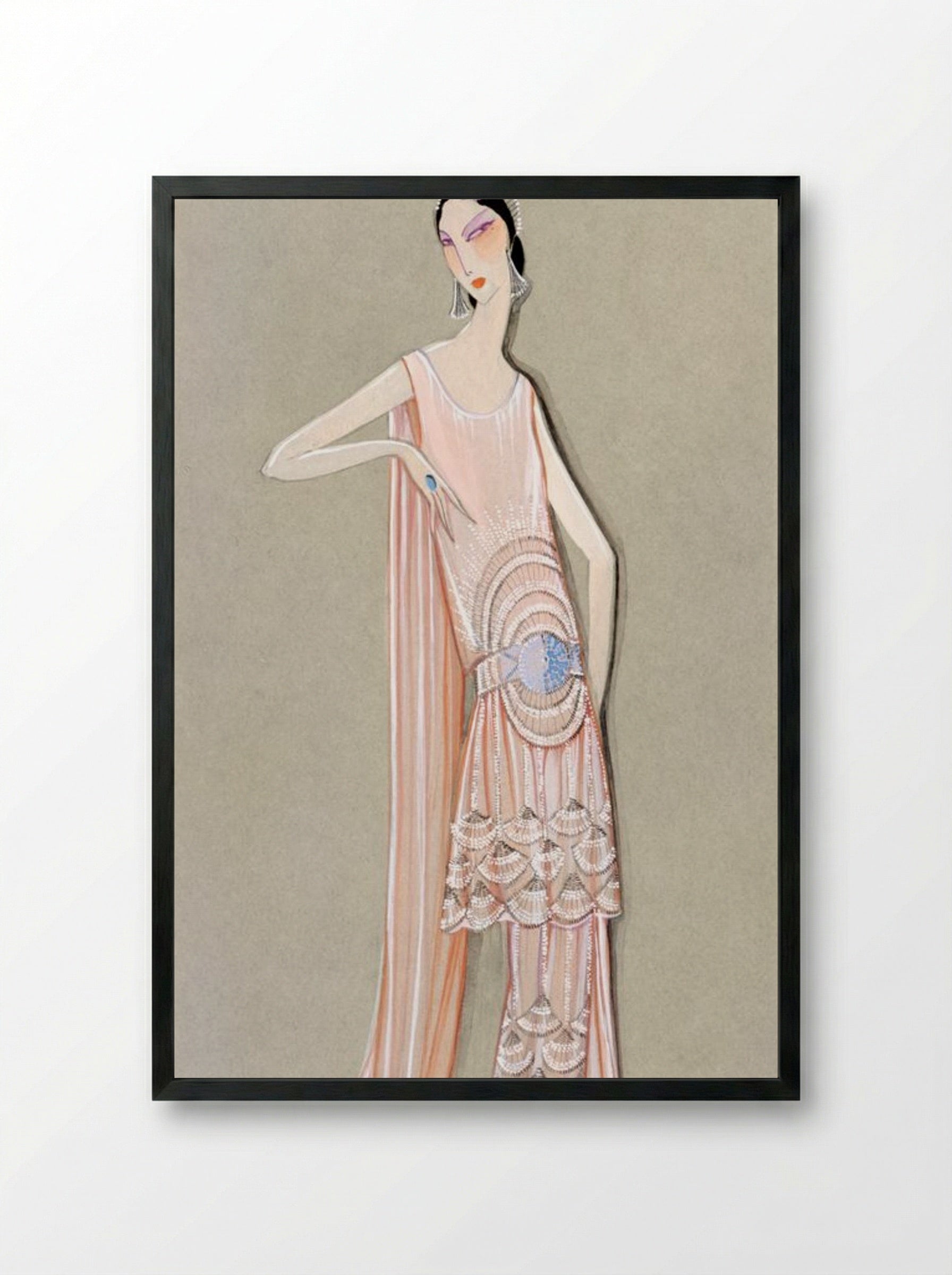Projet de Robe, Février, La Sirène (1924) - Fine Art Print - Framed Print Black