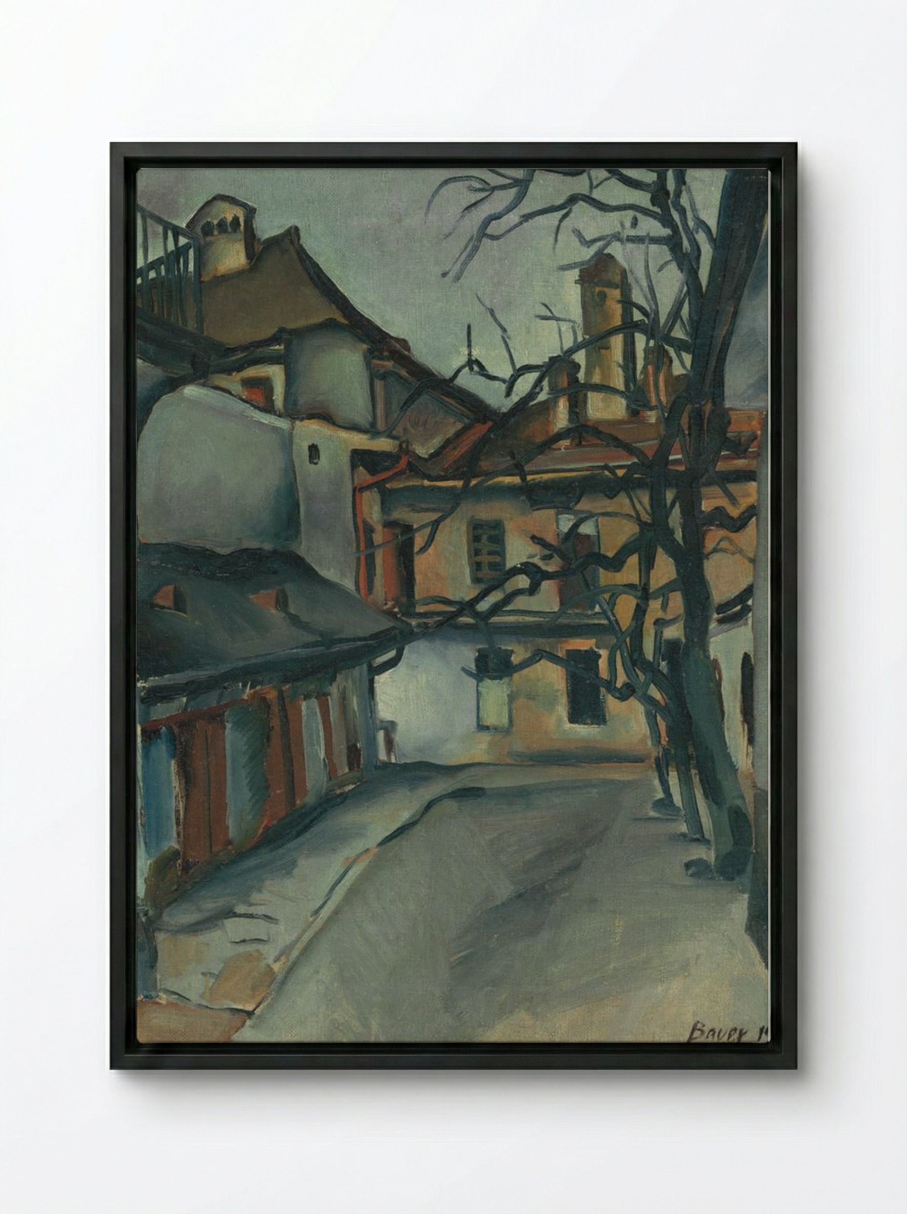 From Old Kosice - Konstantin Bauer - Framed Canvas Black