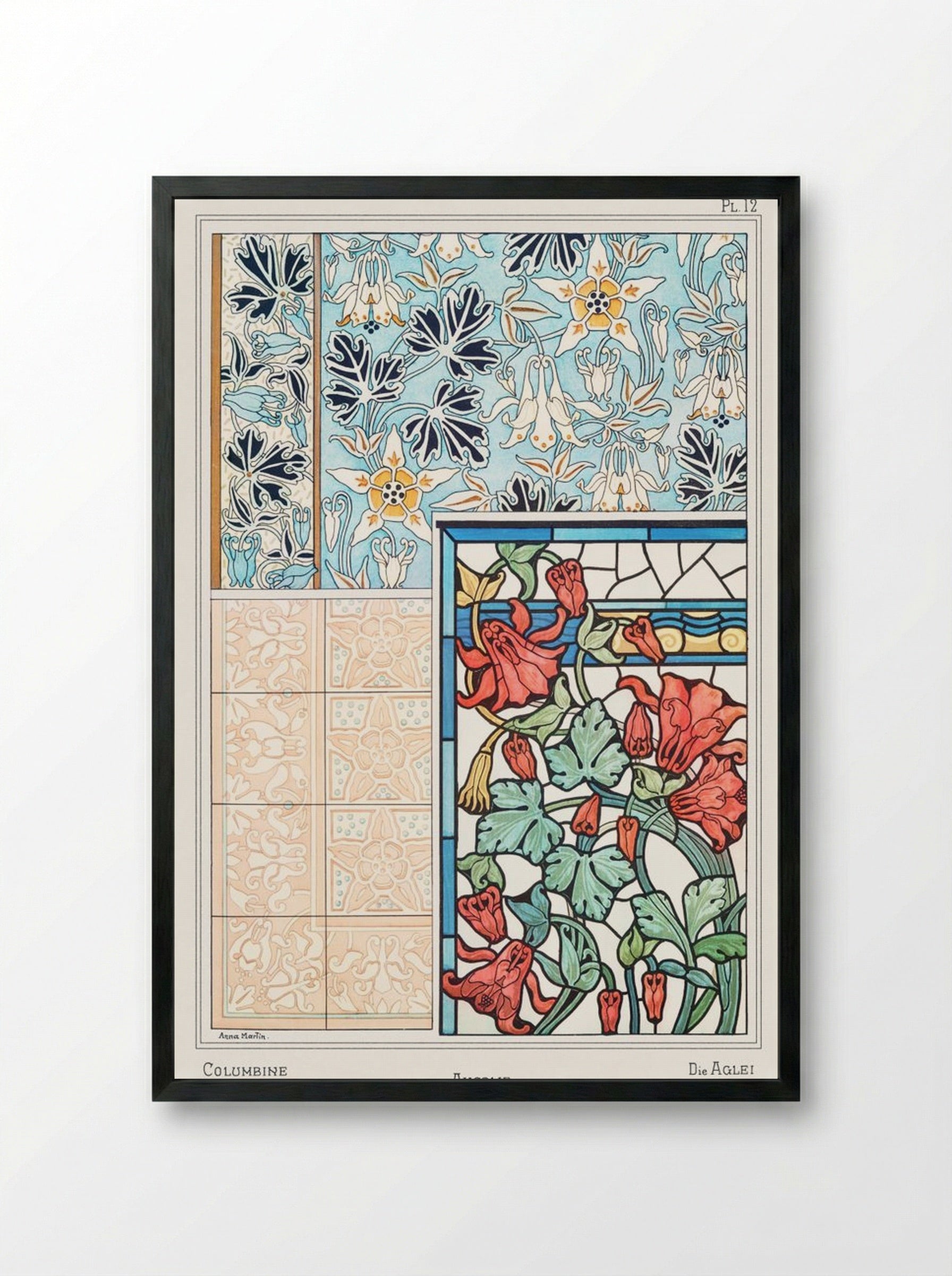 Ancolie (Columbine) from La Plante et ses Applications ornementales - Maurice Pillard Verneuil - Framed Print Black