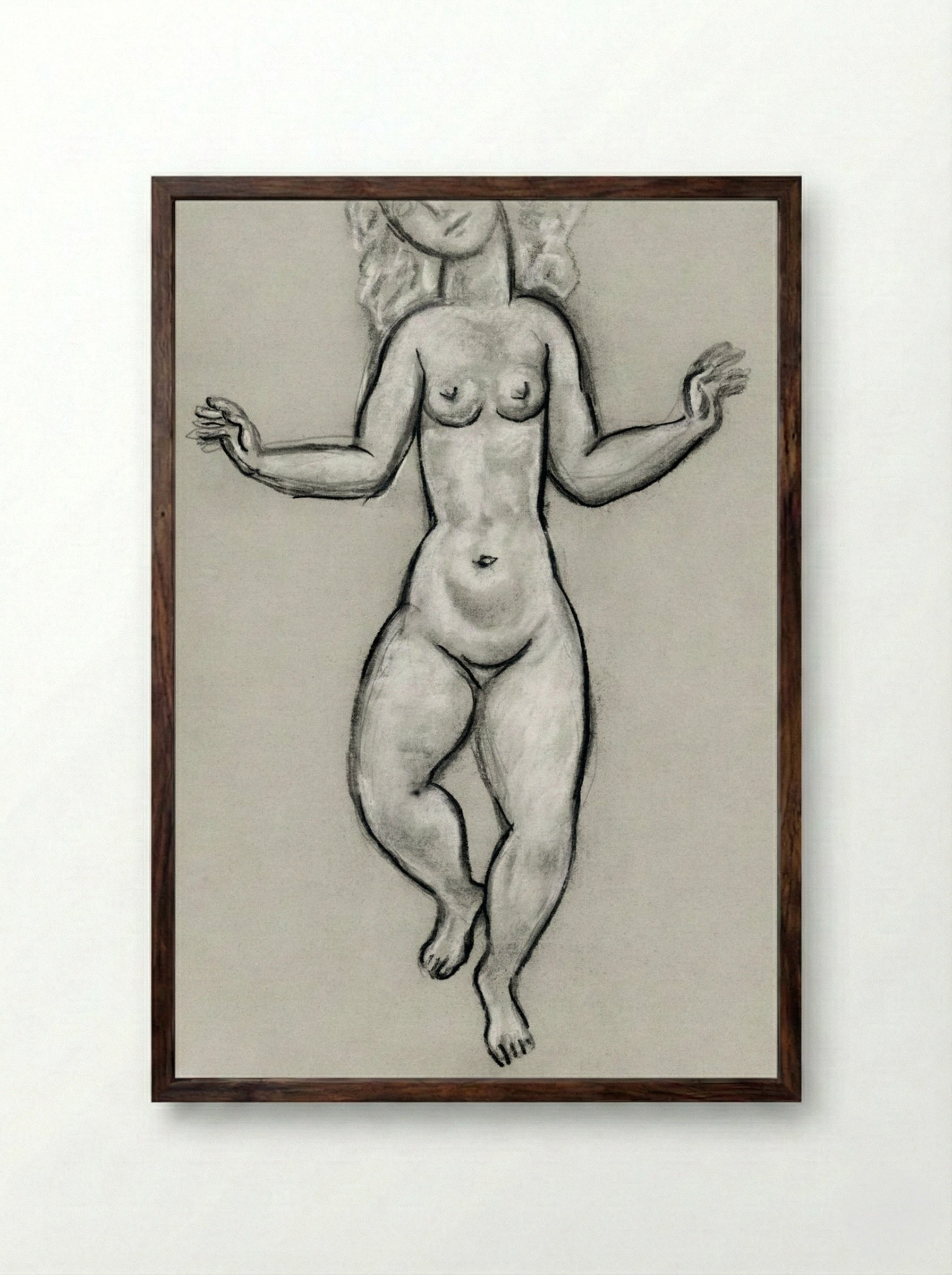 Dancing Naked Woman - Leo Gestel - Framed Print Dark Wood
