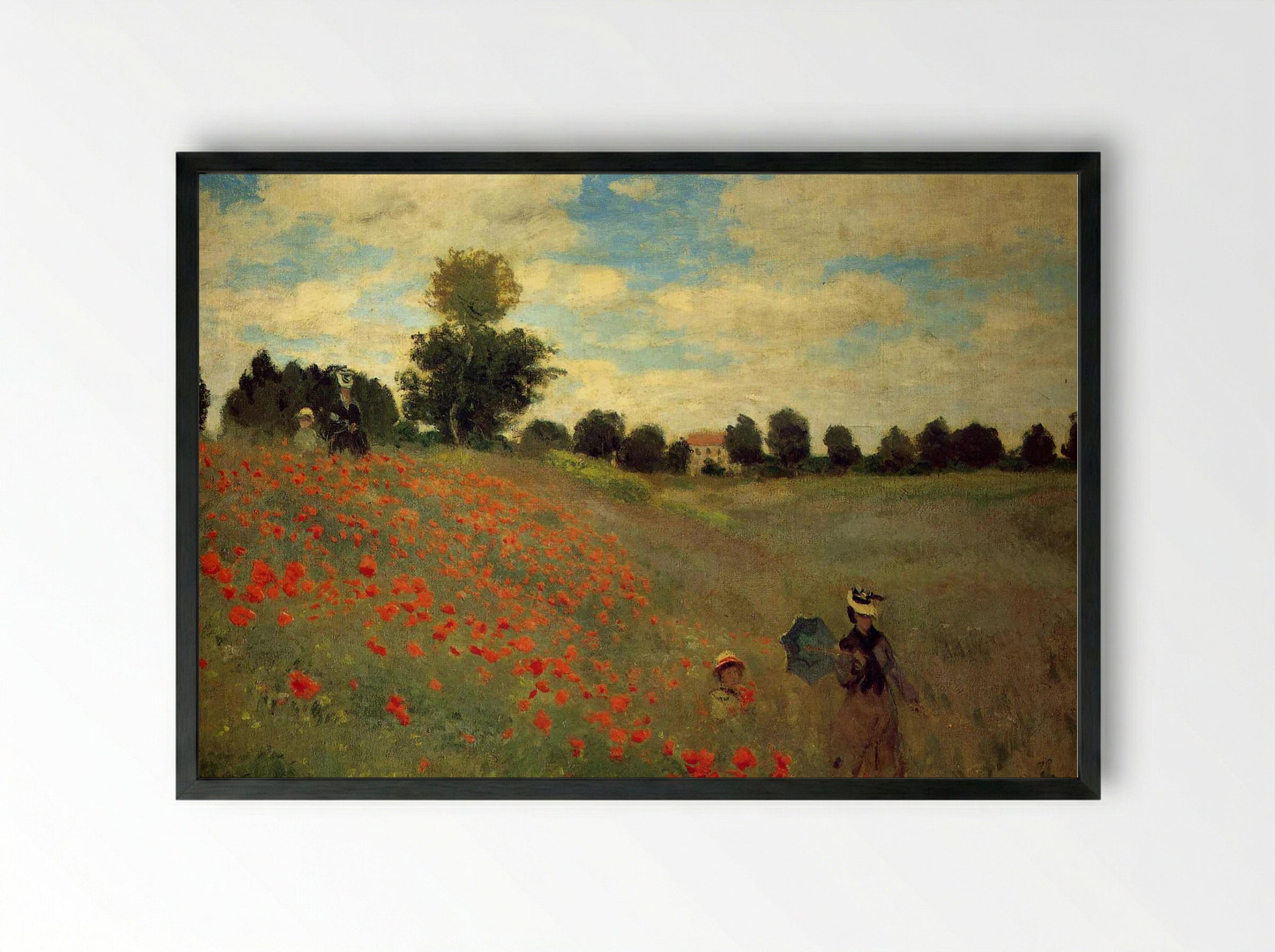 Field of Poppies - Claude Monet - Framed Print Black