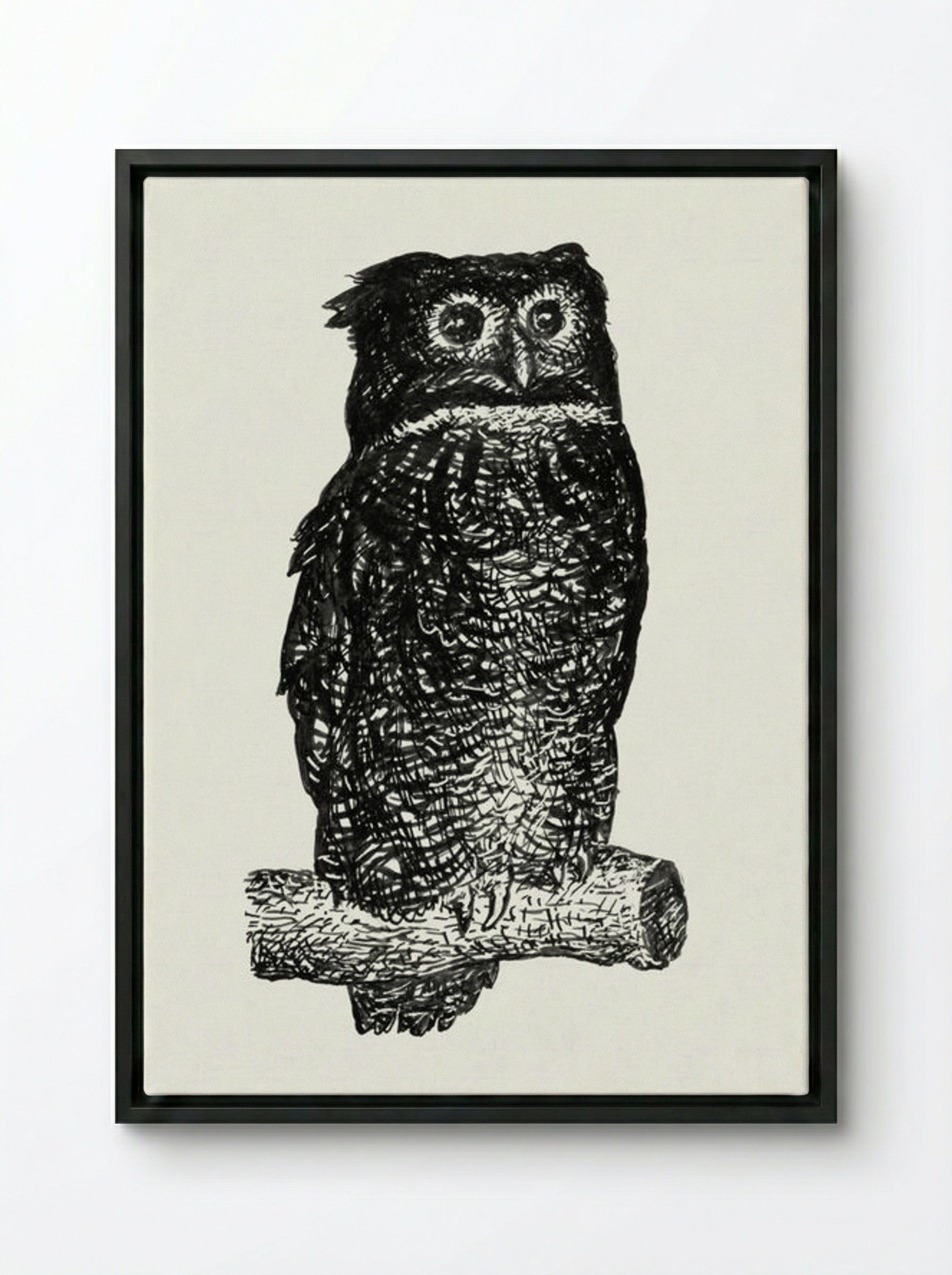 Owl - Leo Gestel - Framed Canvas Black