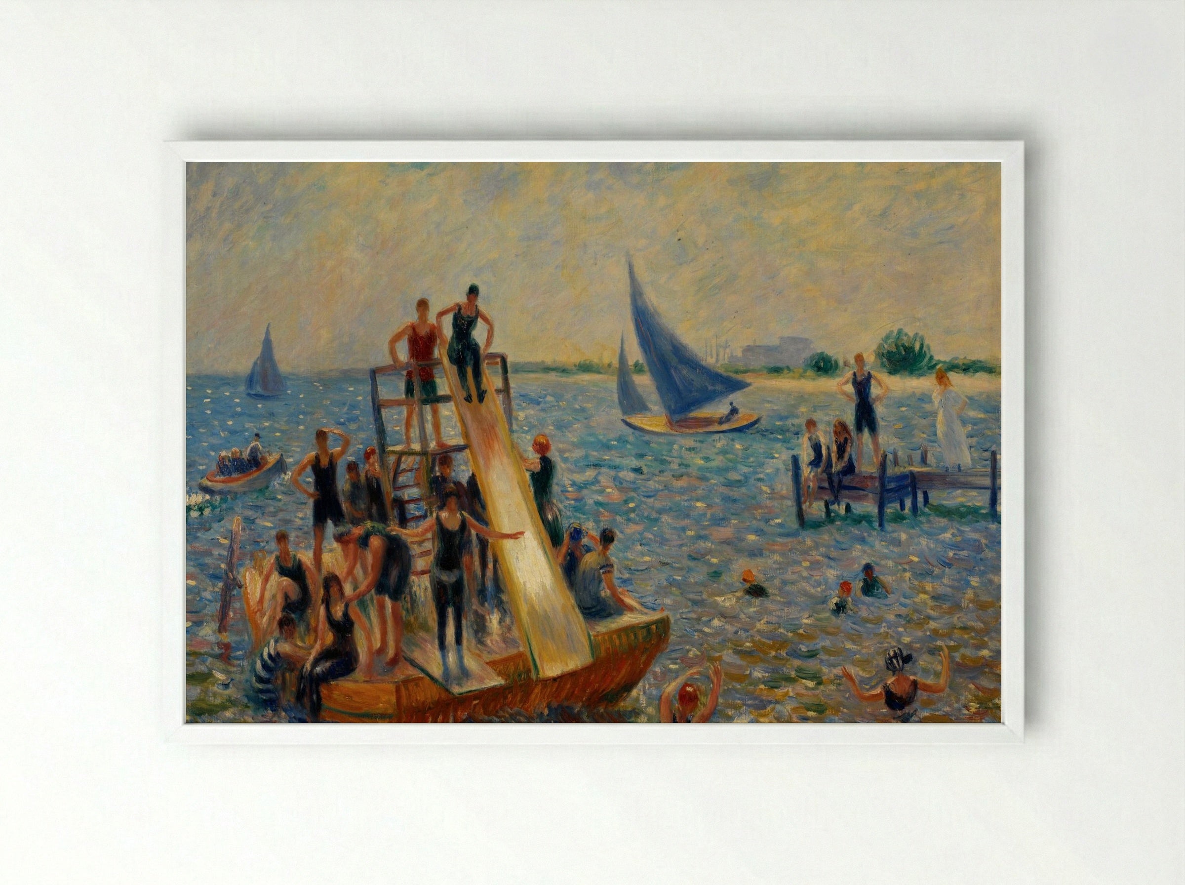 The Raft - William James Glackens - Framed Print White