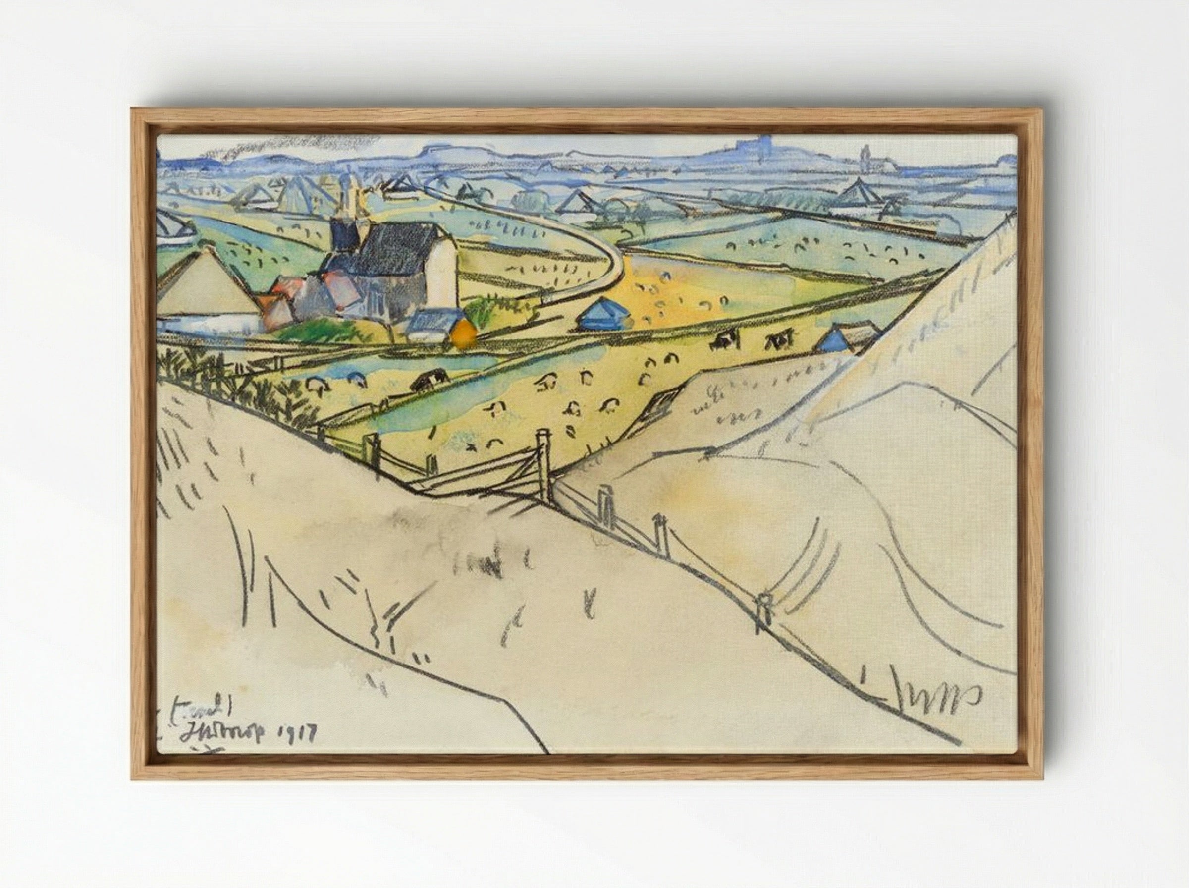 View from the Dunes on Koog in Texel - Jan Toorop - Framed Canvas Wood