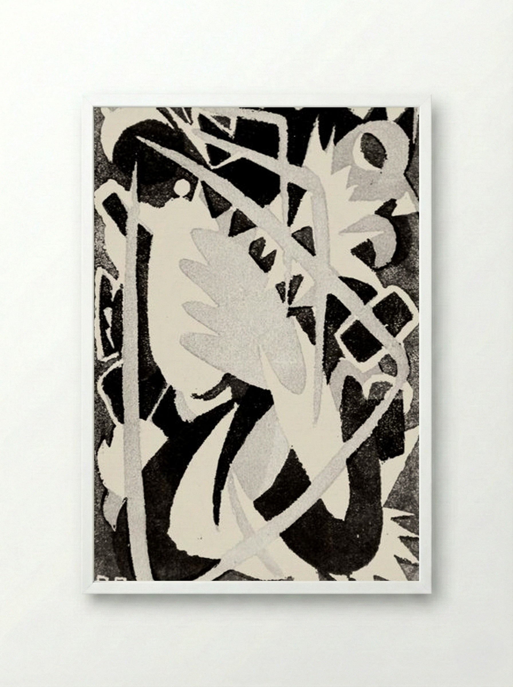 Abstract Composition (Black and White) - Franz Marc - Framed Print White