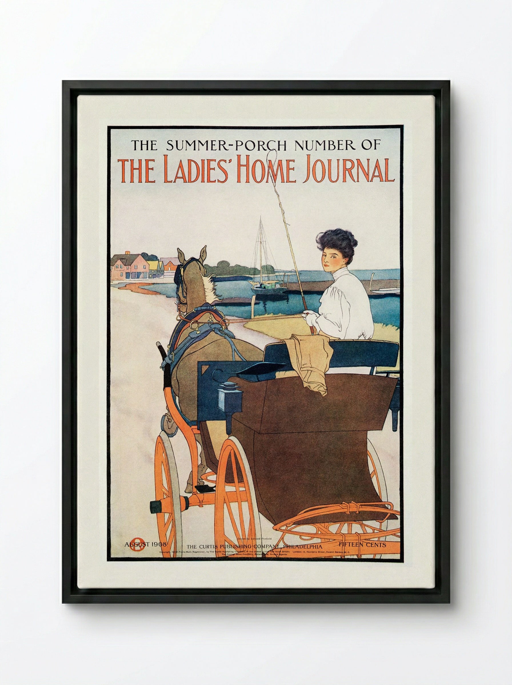 The Summer-Porch Number of The Ladies' Home Journal - Edward Penfield - Framed Canvas Black