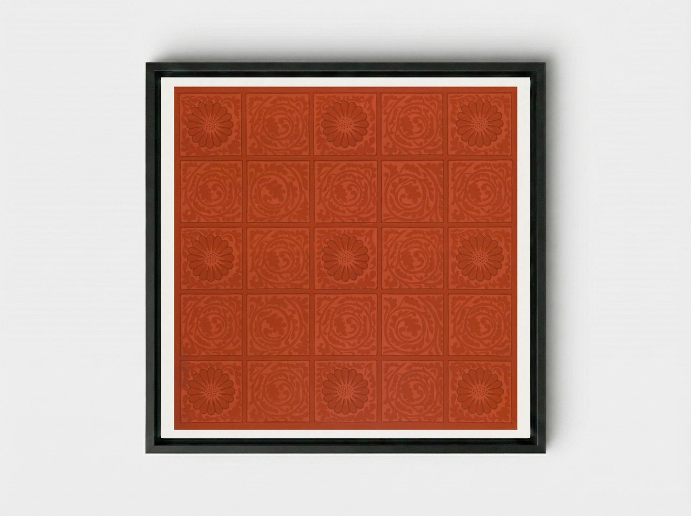 Diaper Pattern - William Morris - Framed Canvas Black