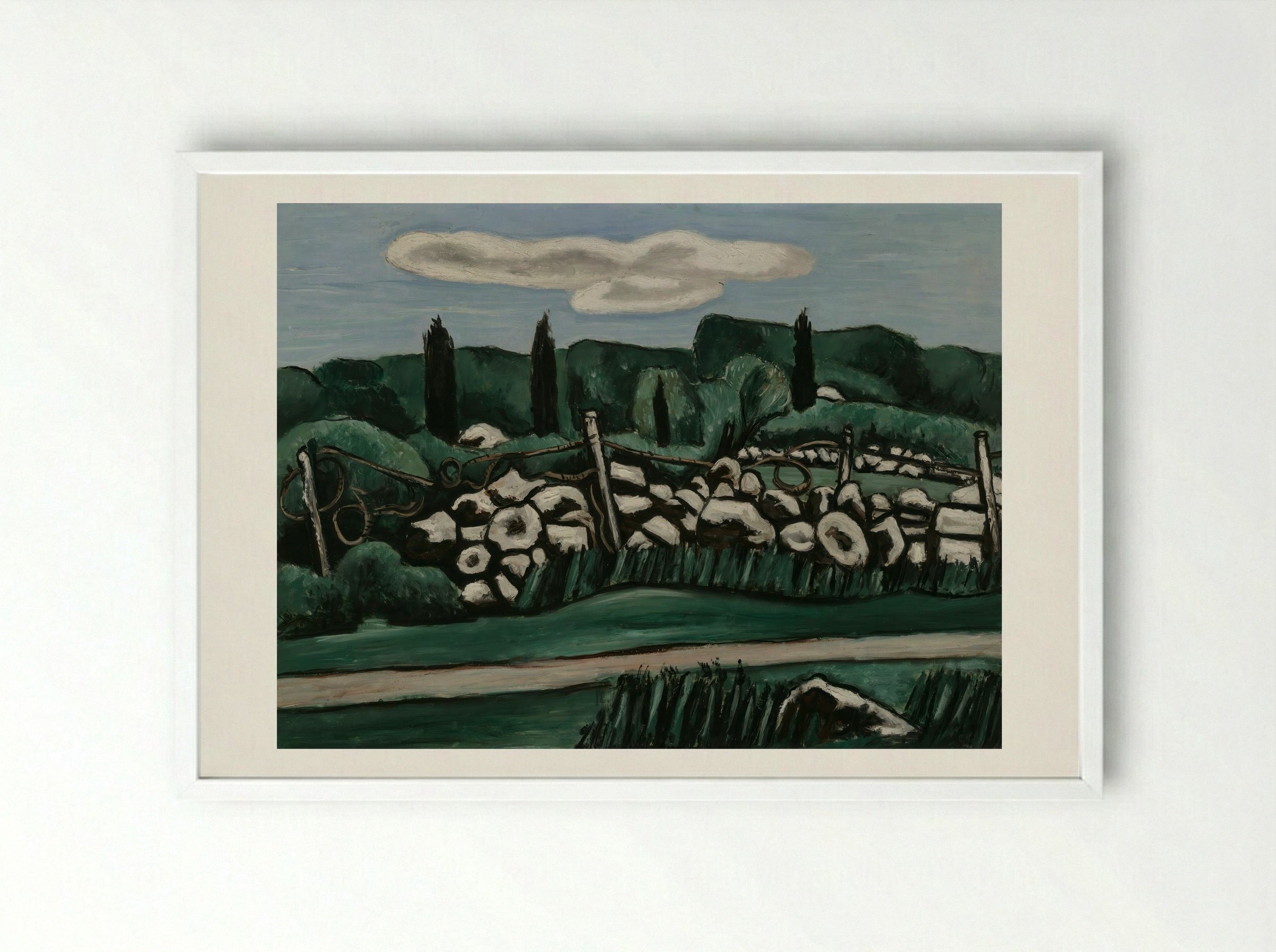 The Last Stone Walls, Dogtown - Marsden Hartley - Framed Print White