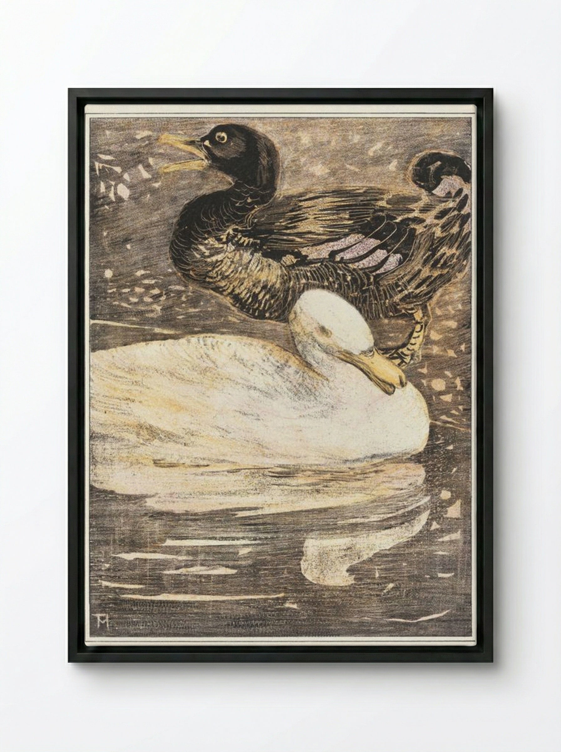 Two Ducks - Theo van Hoytema - Framed Canvas Black