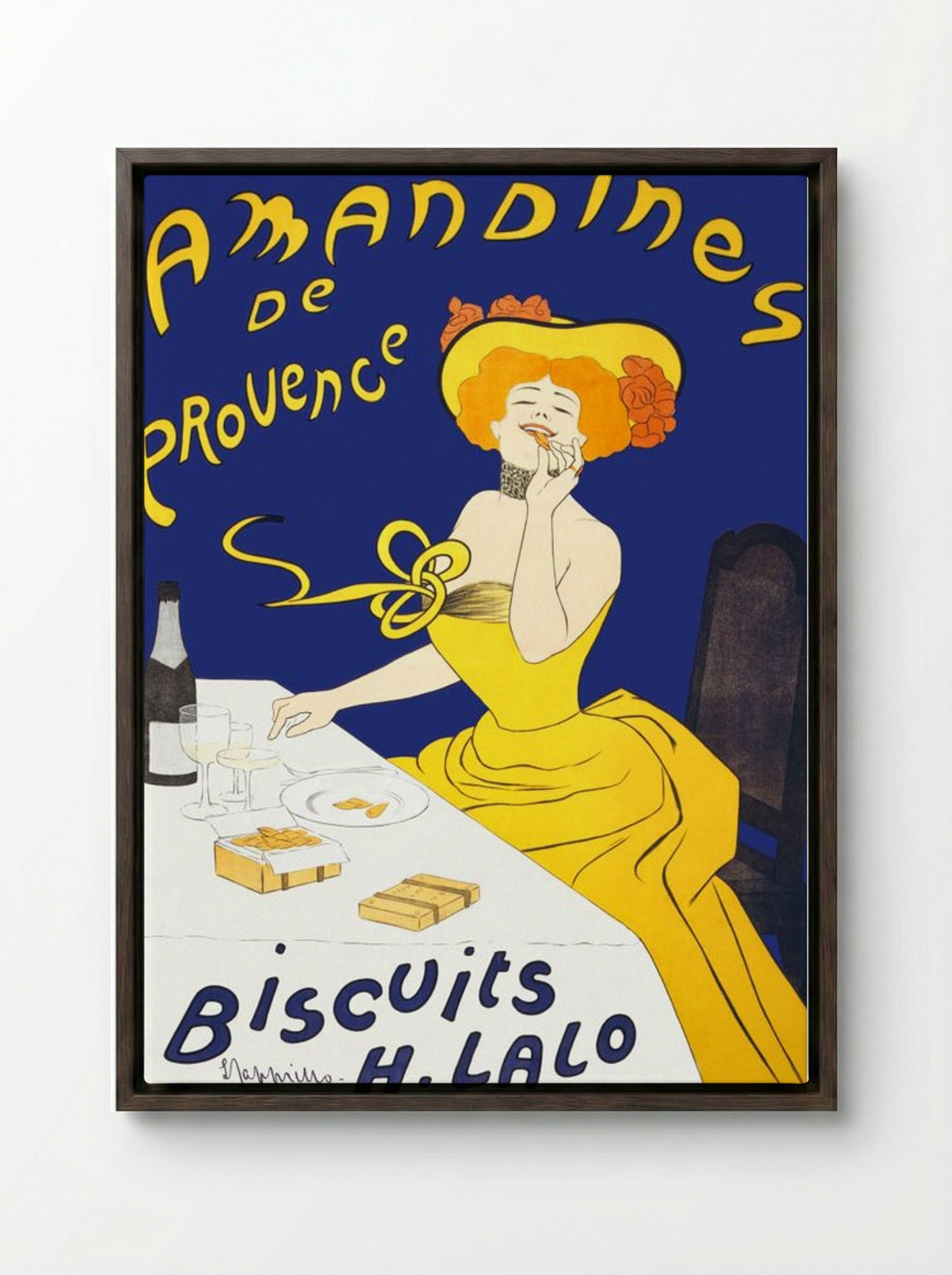 Amandines de Provence Biscuits H. Lalo - Leonetto Cappiello - Framed Canvas Dark Wood