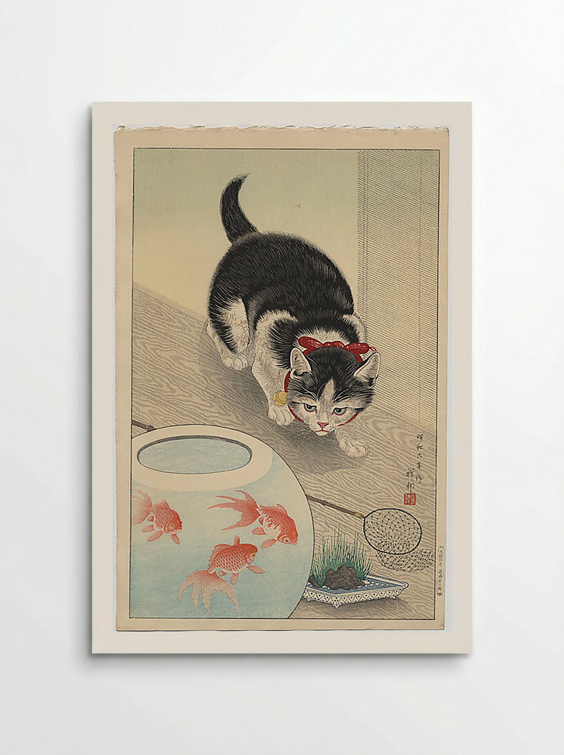 Cat and Bowl of Goldfish - Utagawa Kuniyoshi - Poster