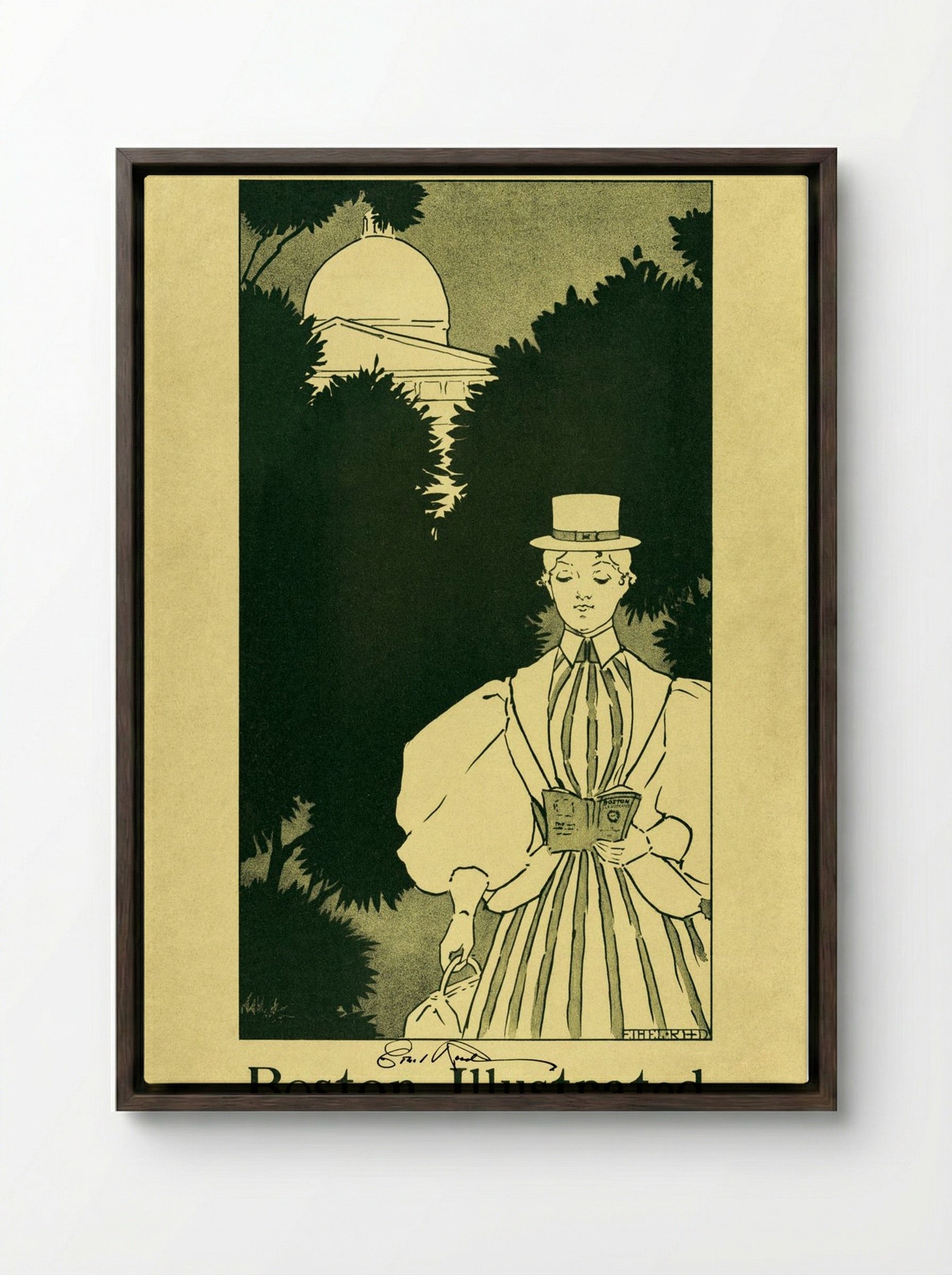 The Best Guide to Boston - Ethel Reed - Framed Canvas Dark Wood