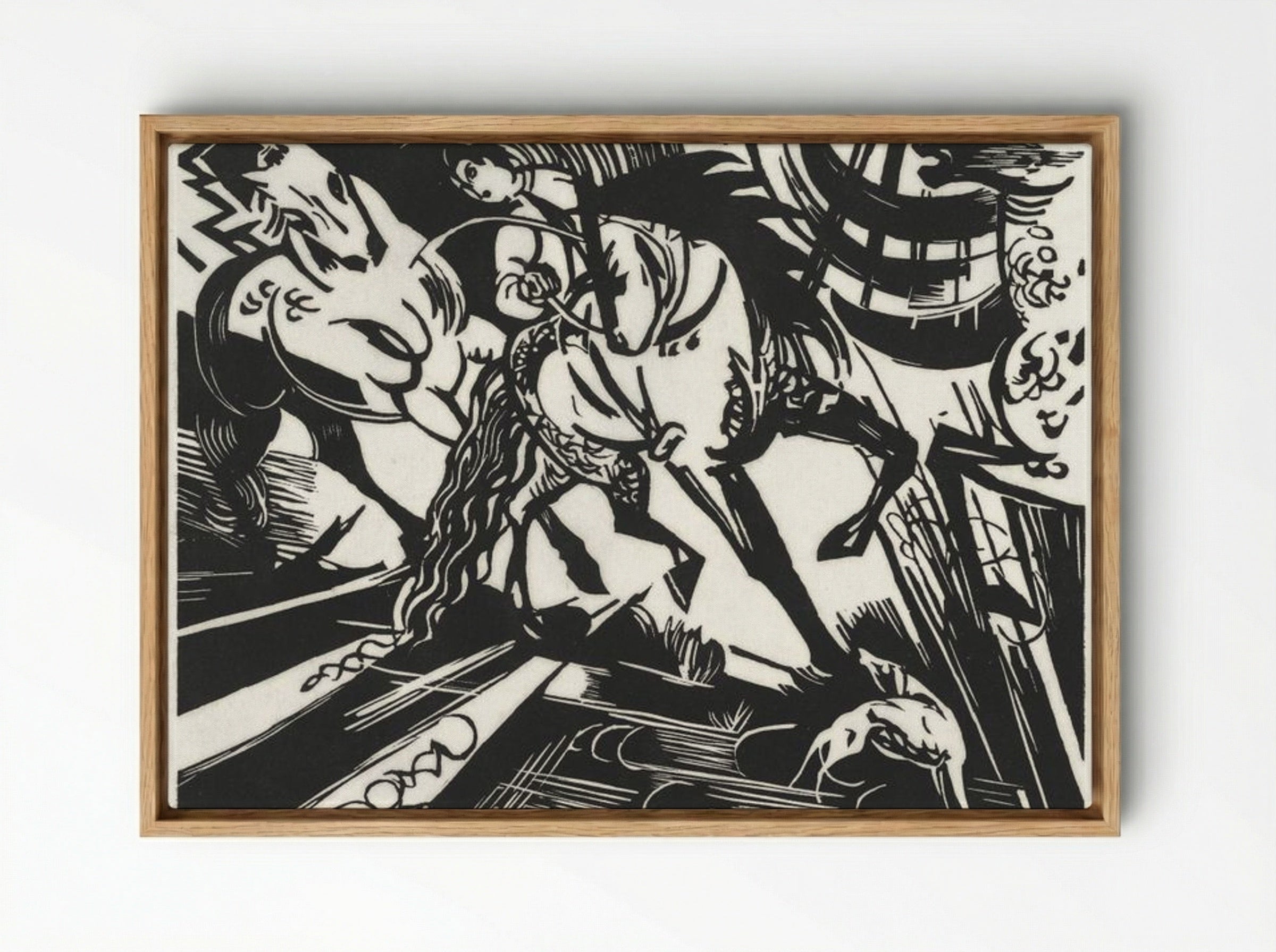 The Riding School - Franz Marc - Framed Canvas Wood