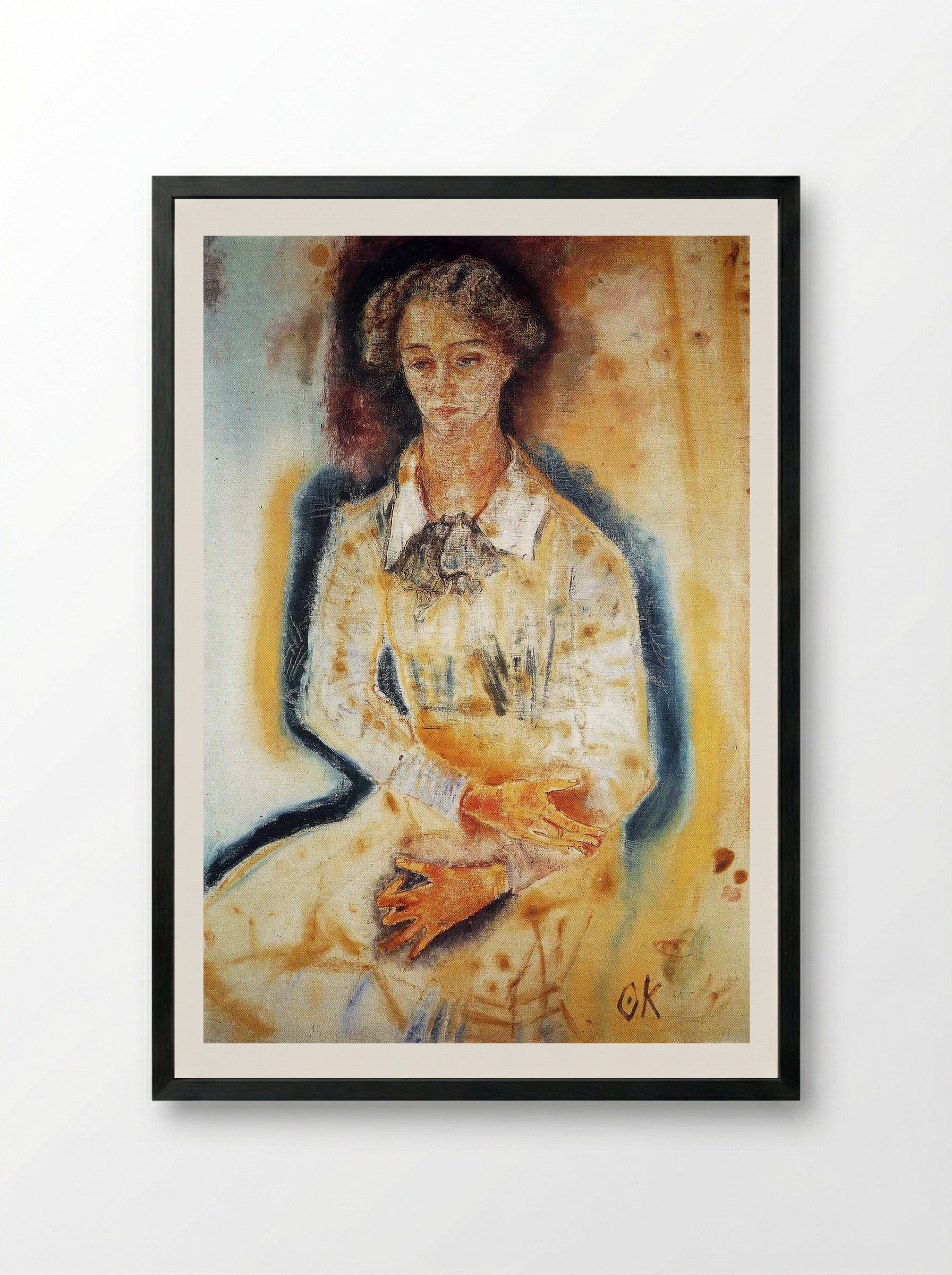 Portrait of Lotte Franzos - Oskar Kokoschka - Framed Print Black