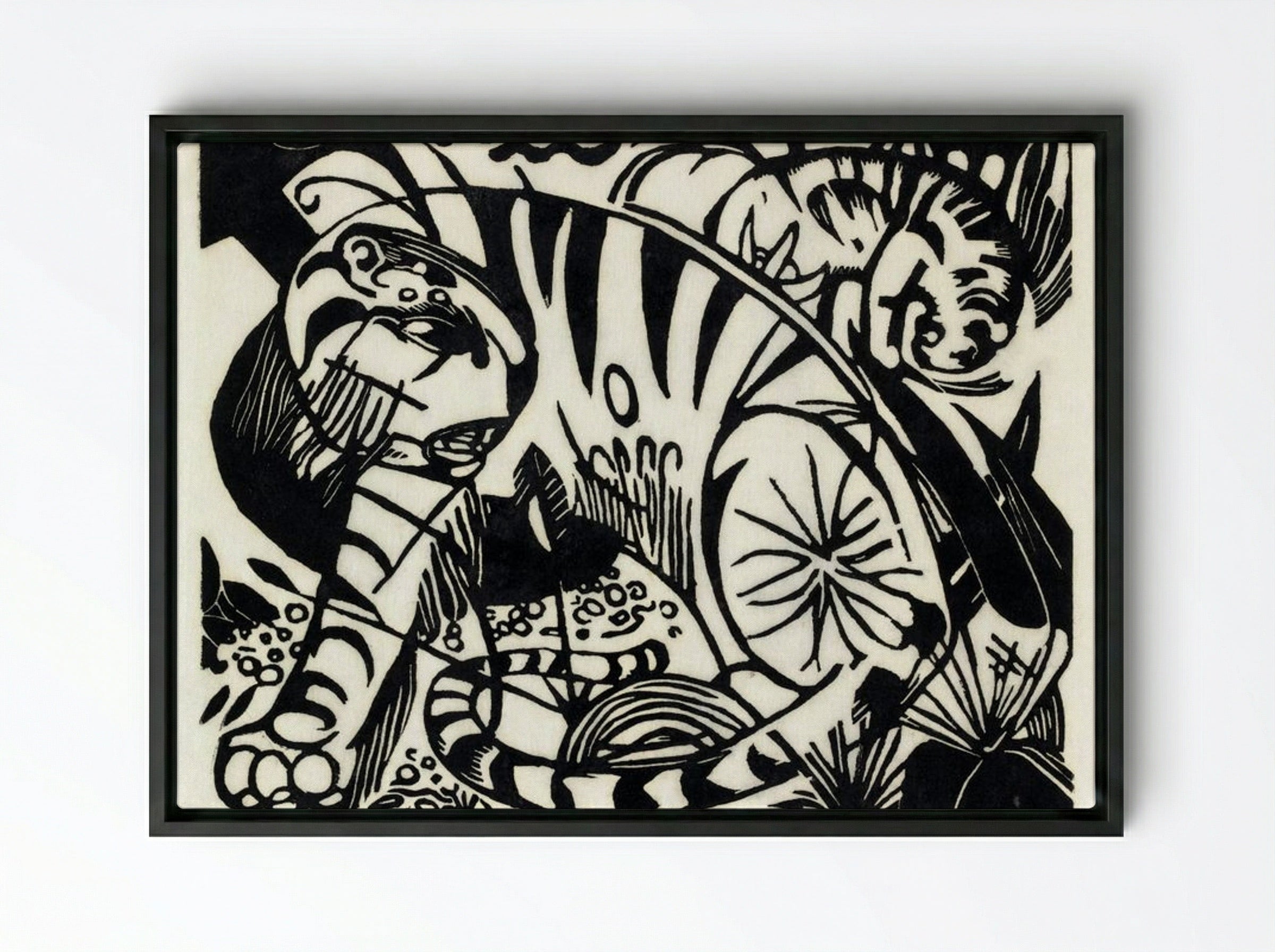 Tiger - Franz Marc - Framed Canvas Black