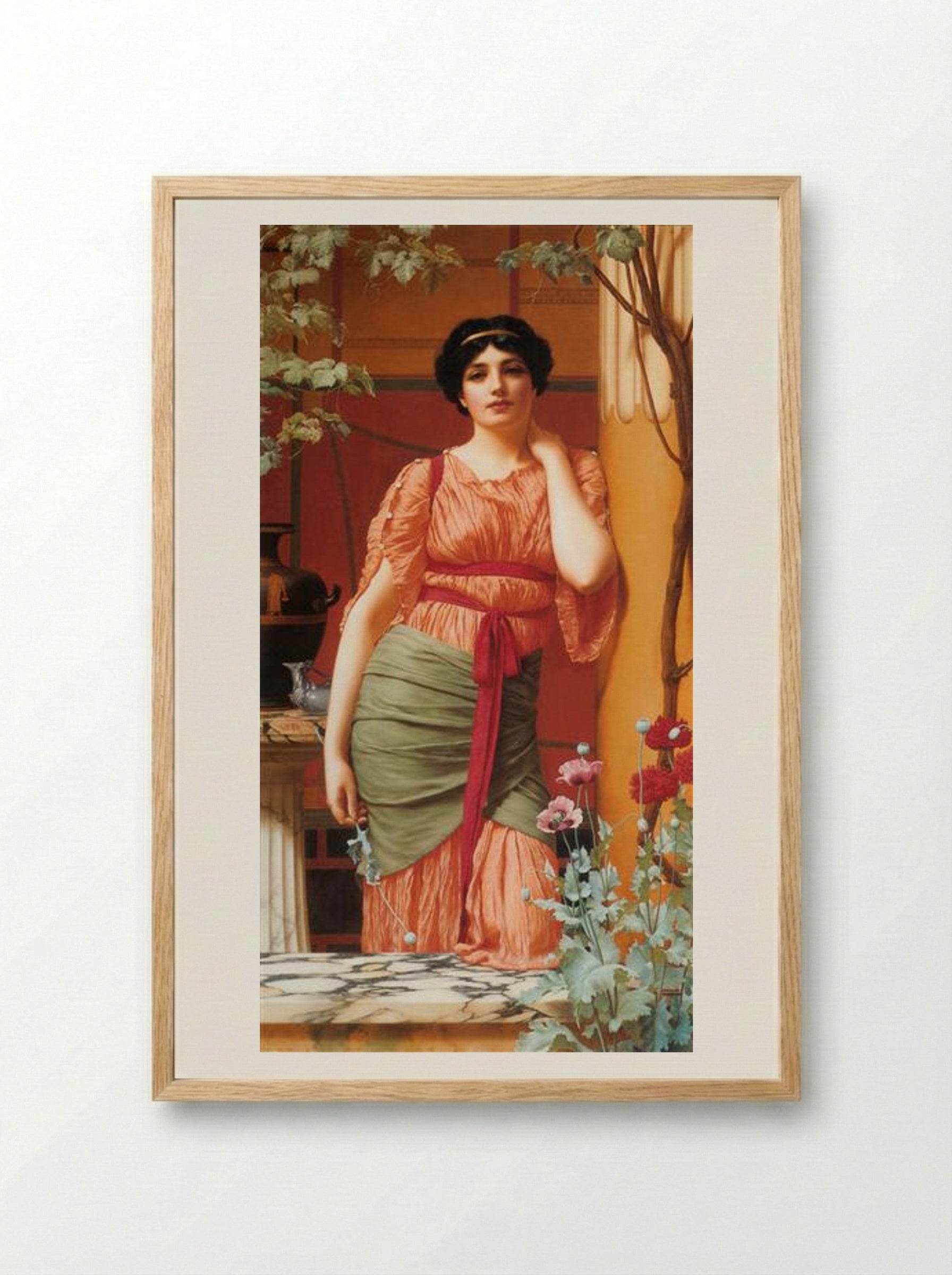 Nerissa - John William Godward - Framed Print Wood