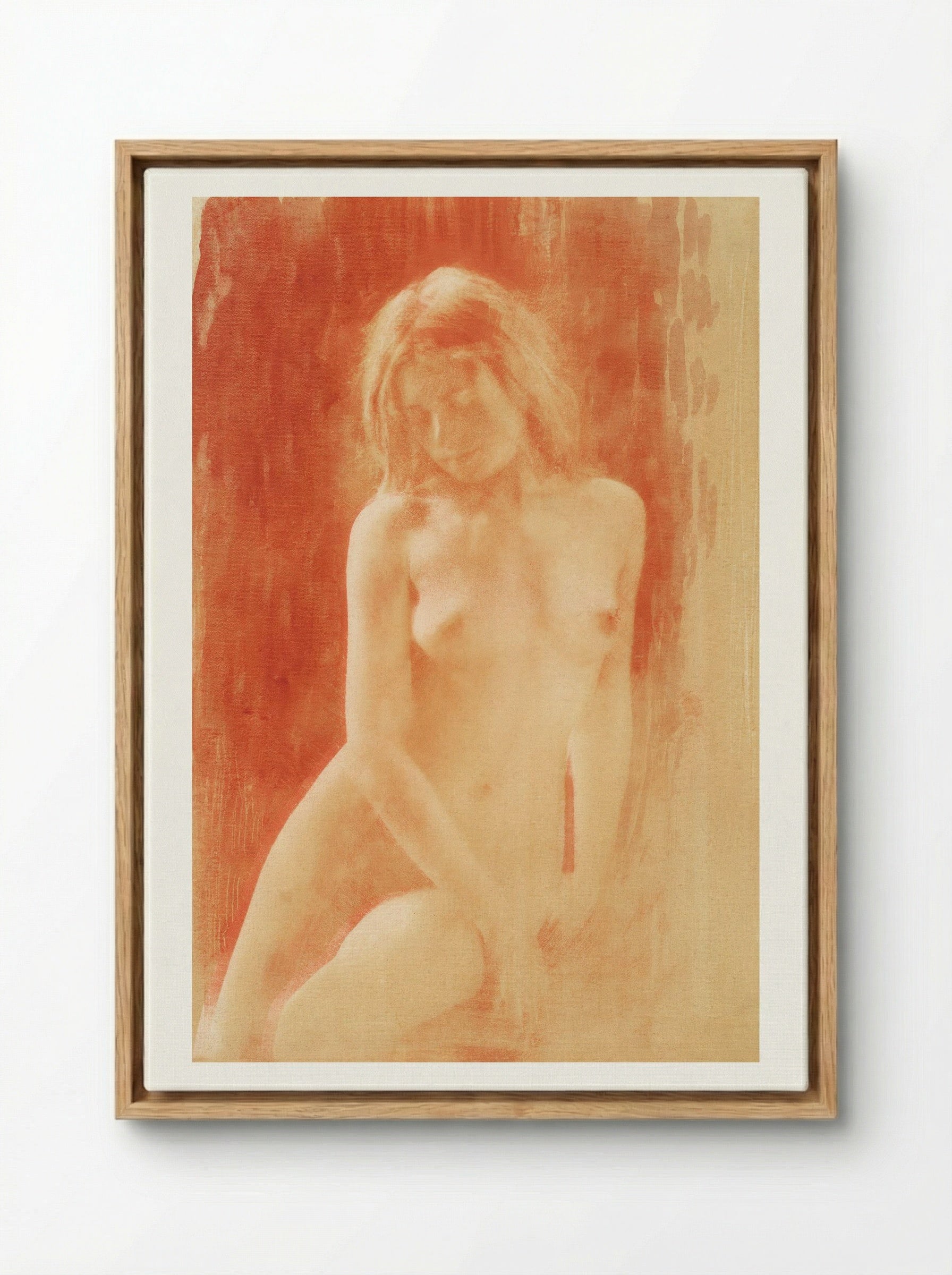 Study in Orange (Nude Woman) - René Le Bègue - Framed Canvas Wood