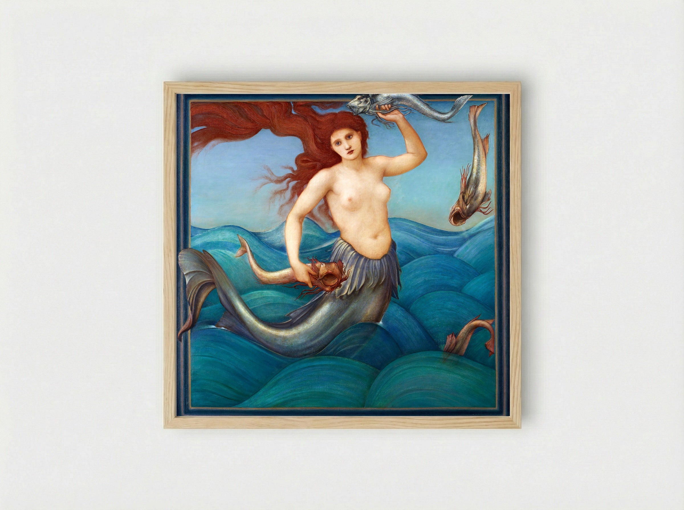 A Sea Nymph - Edward Burne-Jones - Framed Print Wood