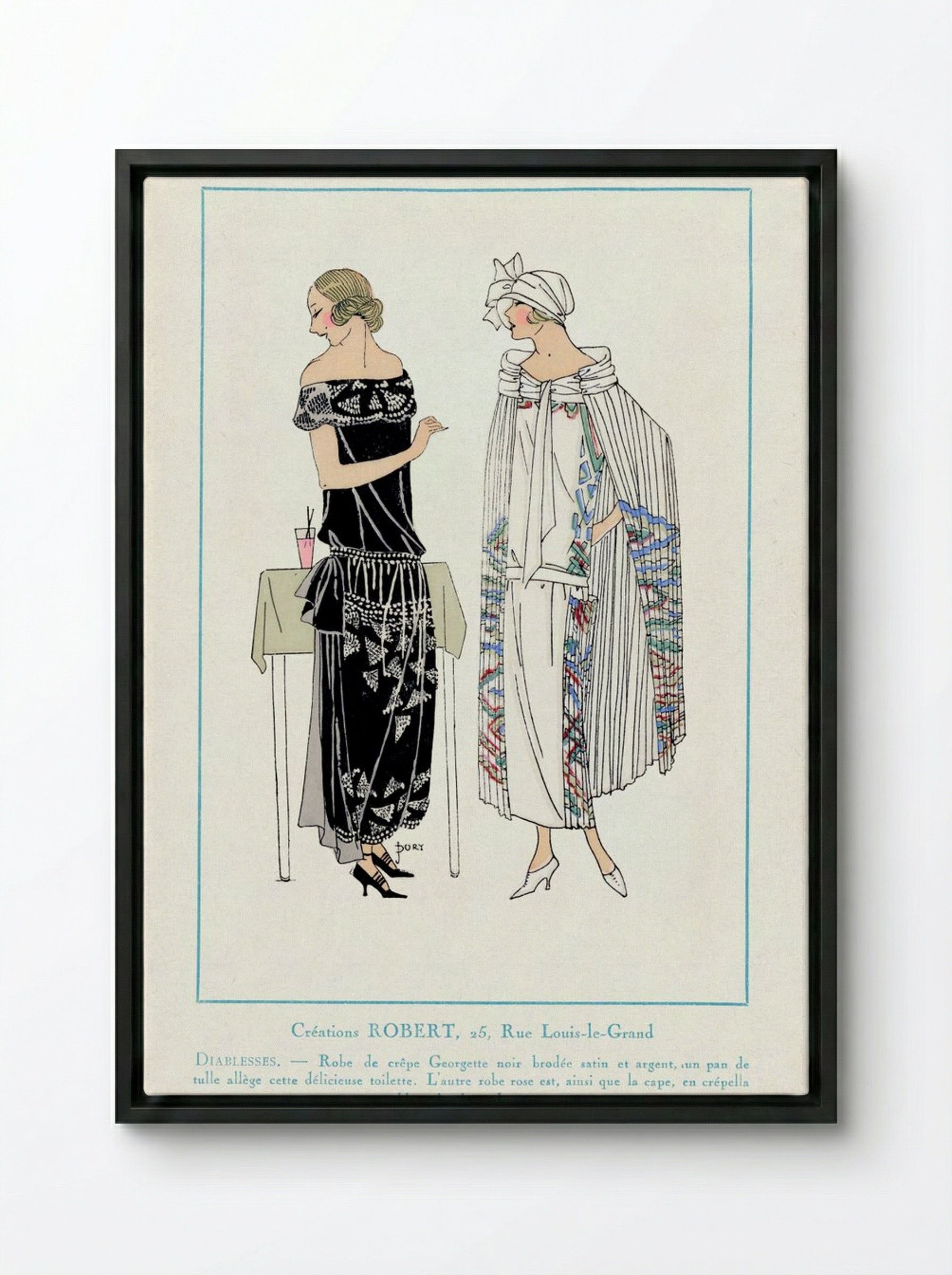 Fashion Plate from Très Parisien, No. 3 - Georges Dory - Framed Canvas Black