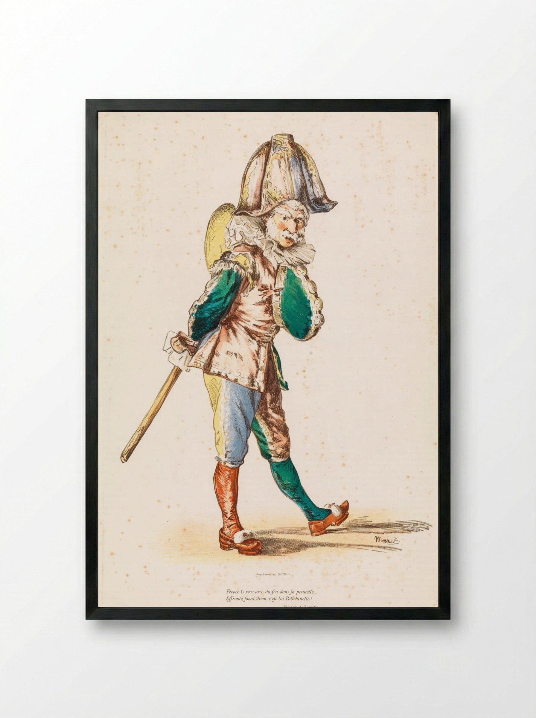 Polichinelle - Édouard Manet - Framed Print Black