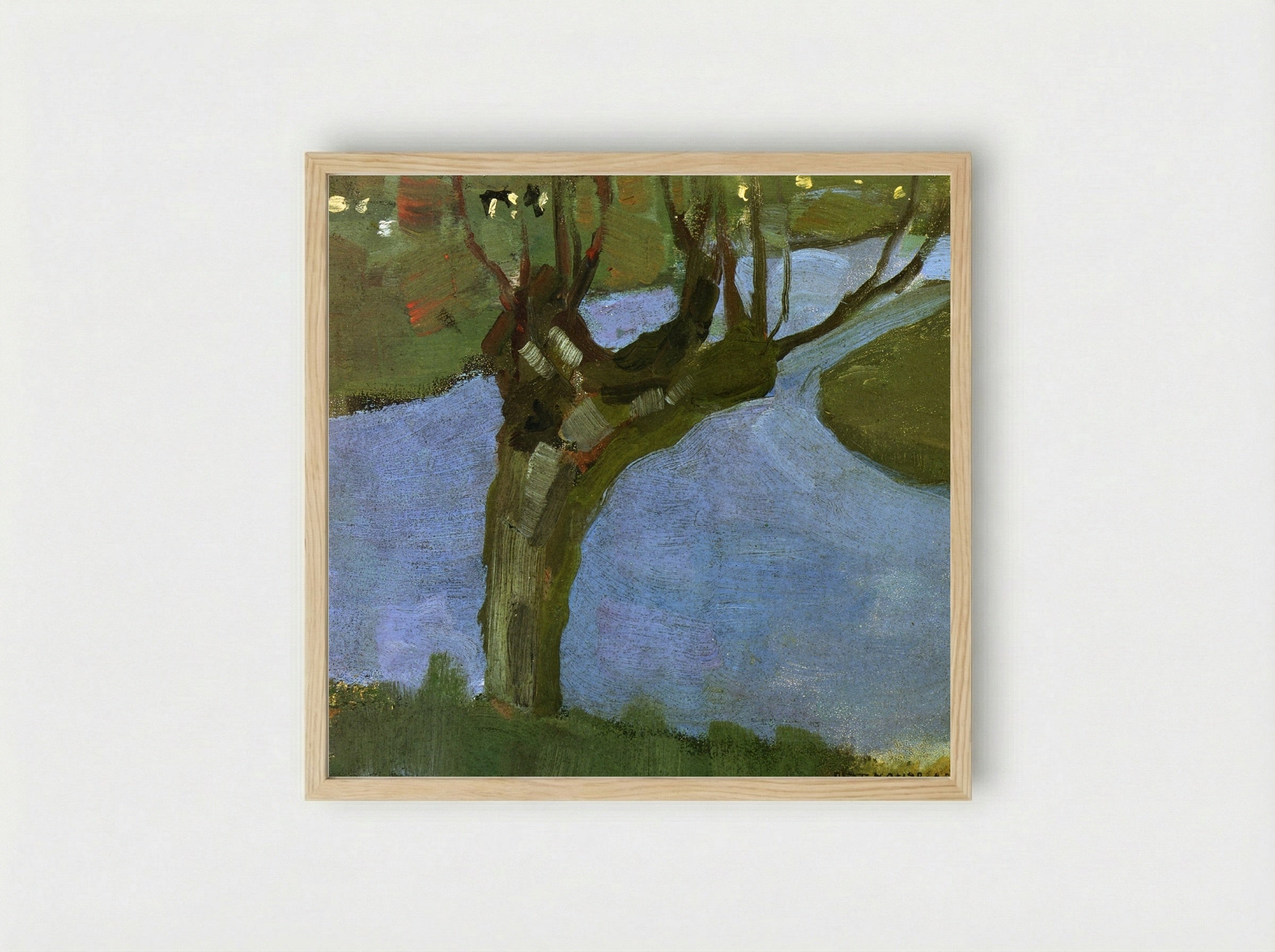 Irrigation Ditch with Mature Willow - Piet Mondrian - Framed Print Wood