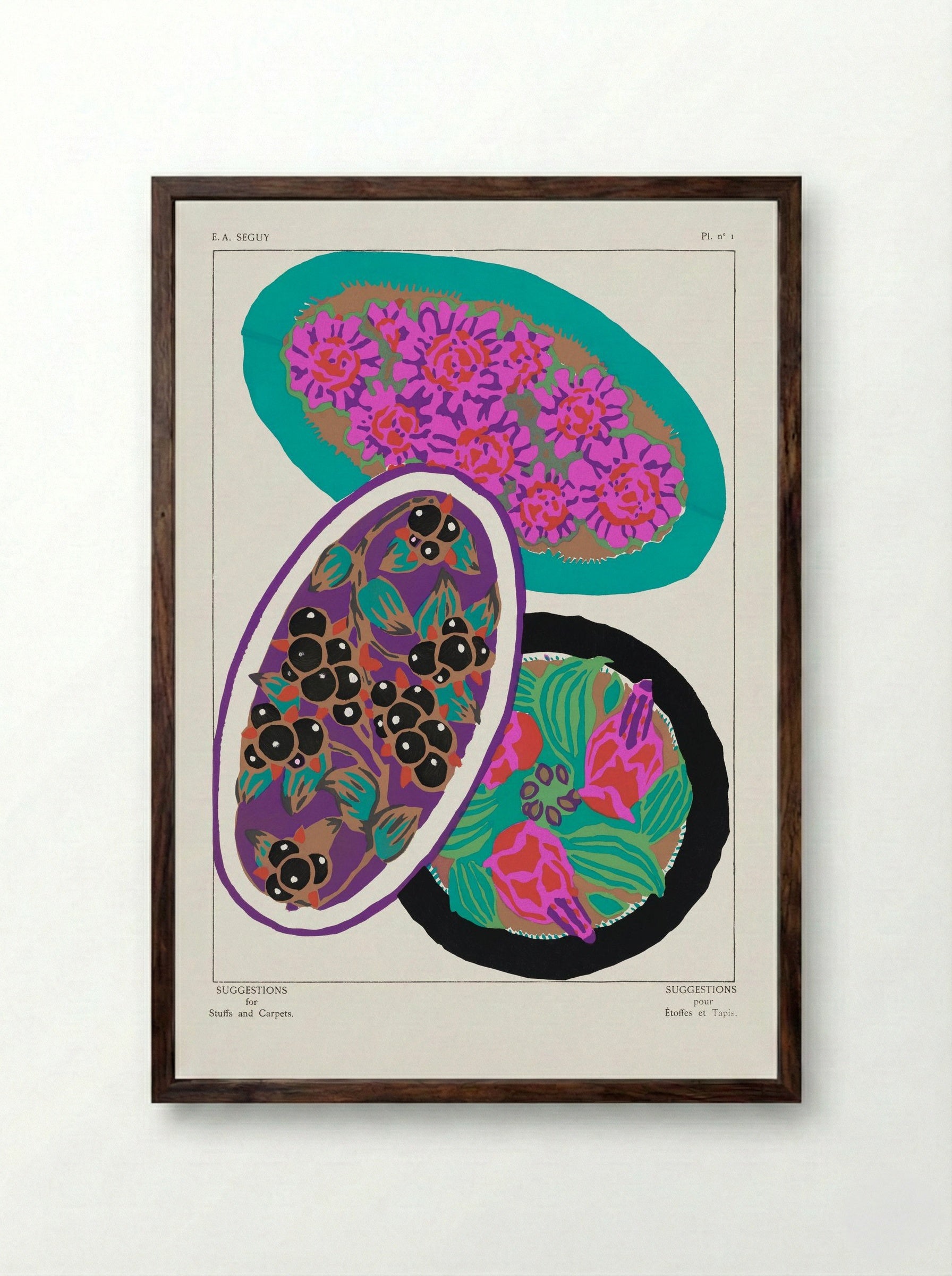 Pl. nº 1: Floral and Fruit Designs - Émile-Allain Séguy - Framed Print Dark Wood