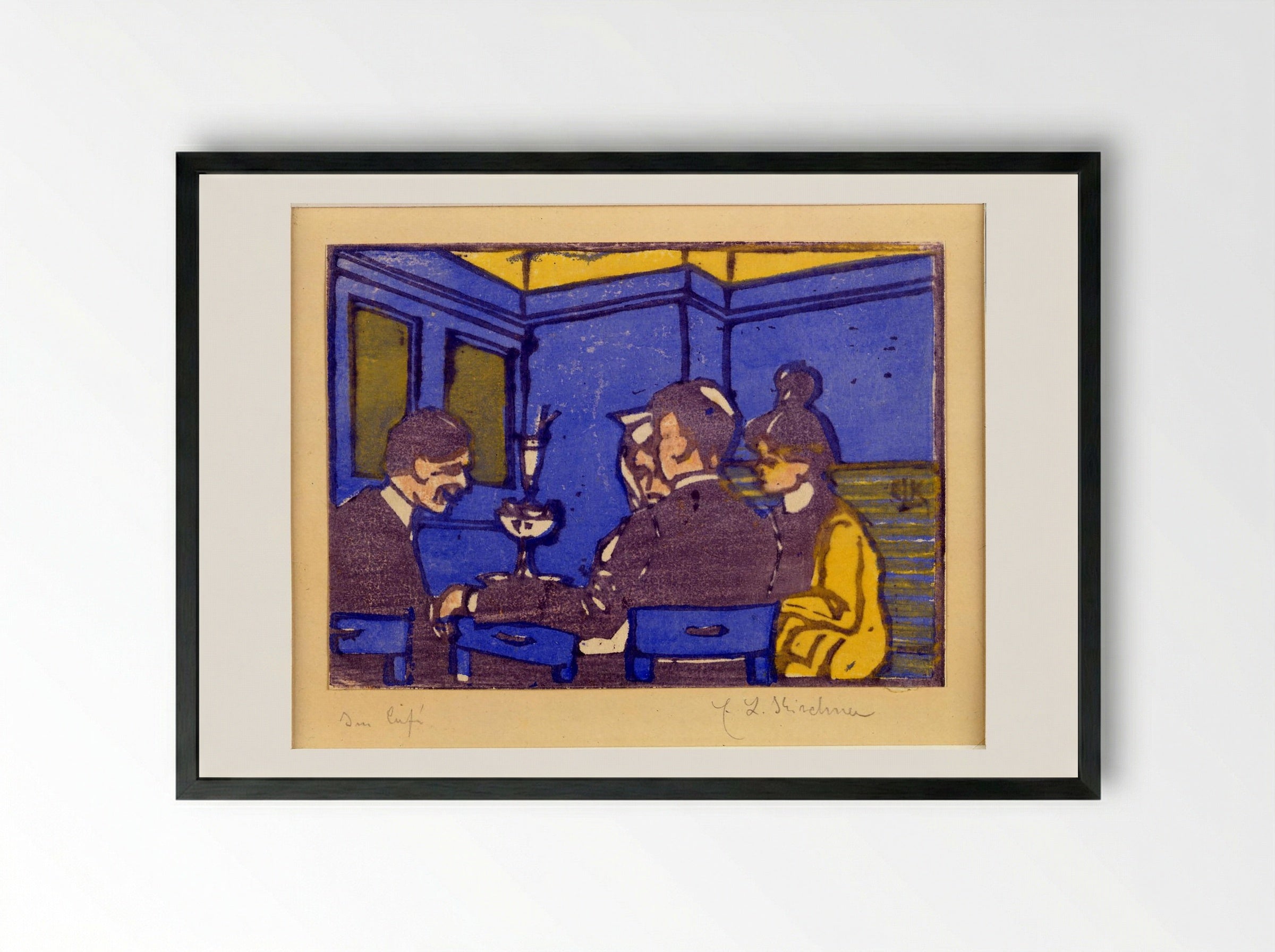 The Café - Ernst Ludwig Kirchner - Framed Print Black