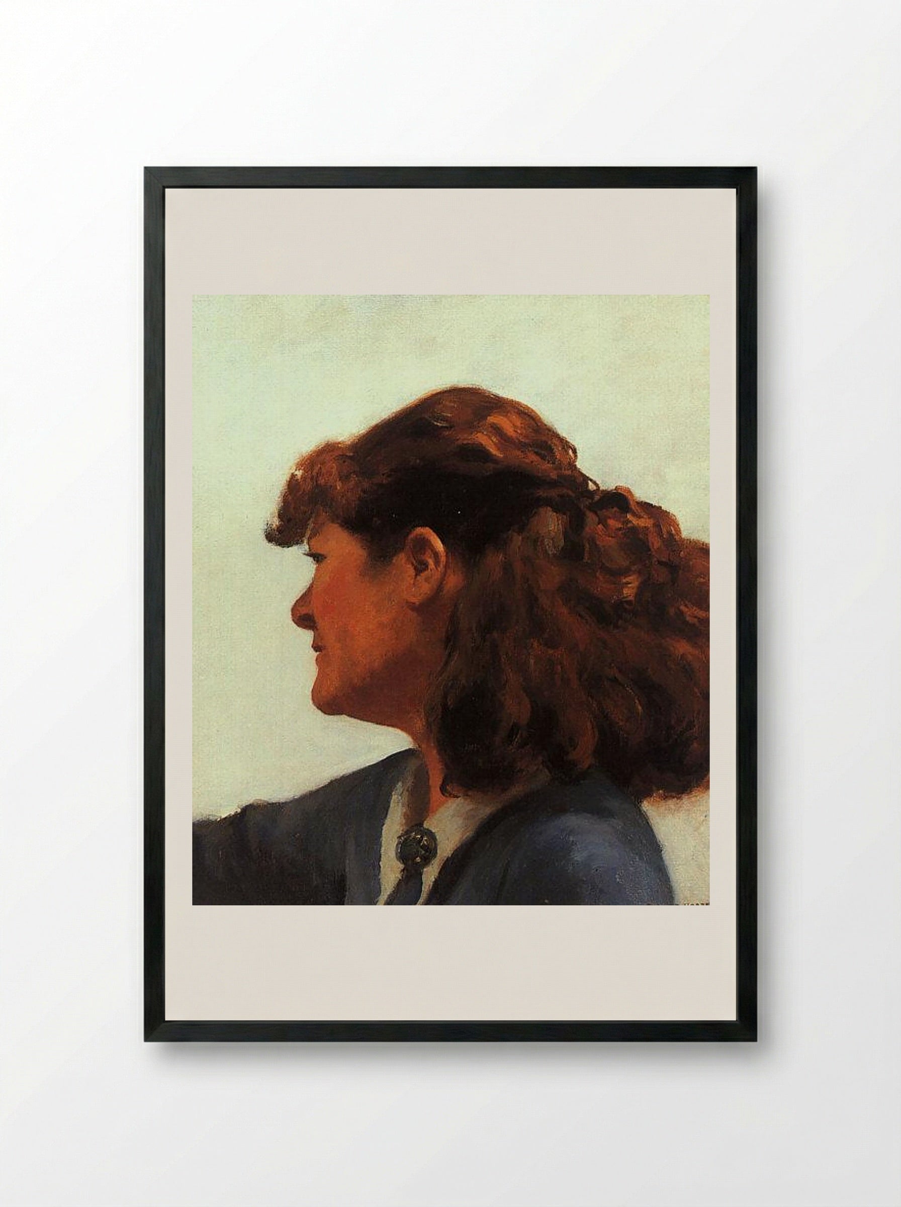 Jo Painting (Josephine Hopper) - Edward Hopper - Framed Print Black