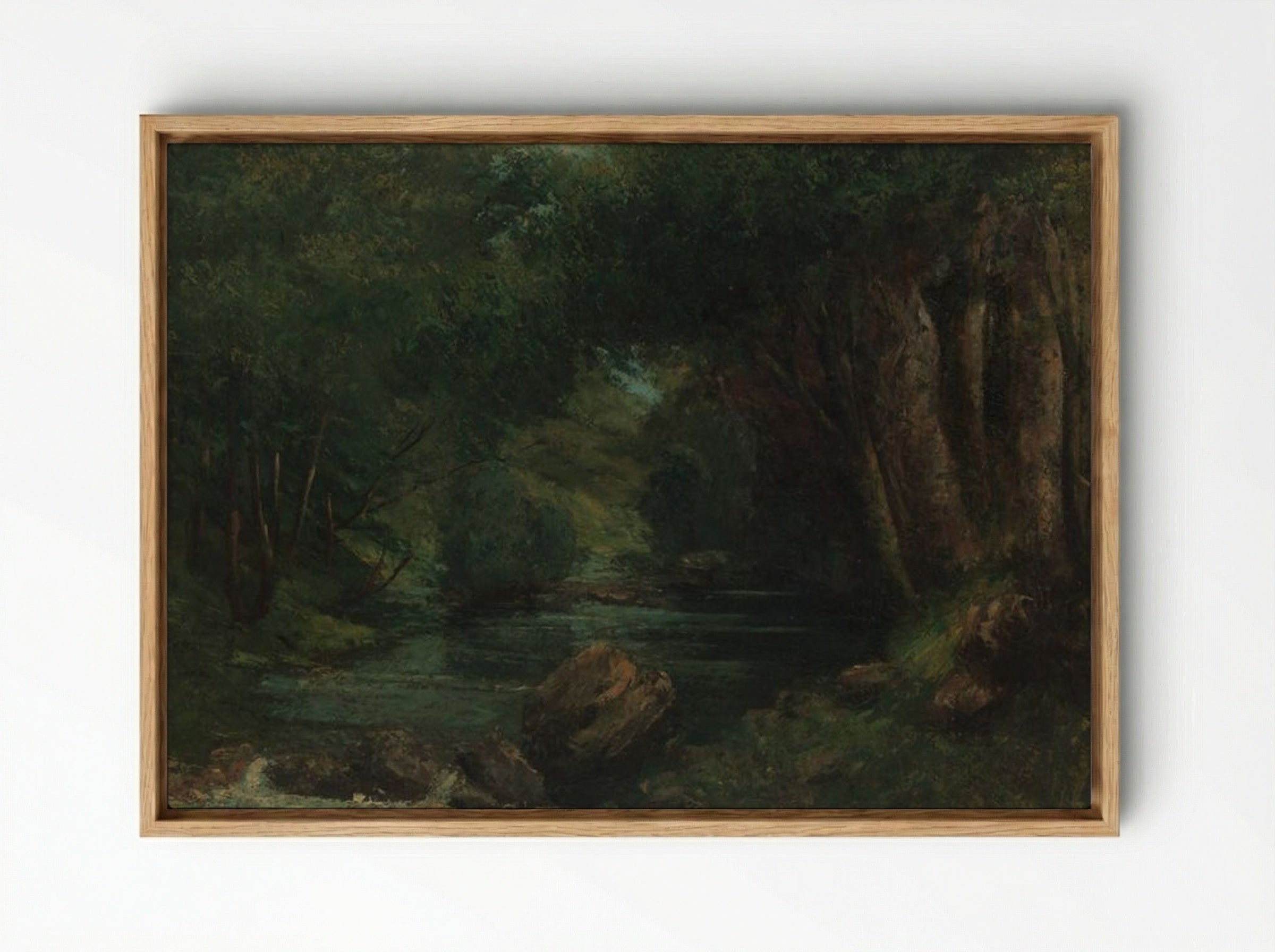 A Brook in the Forest - Gustave Courbet - Framed Canvas Wood