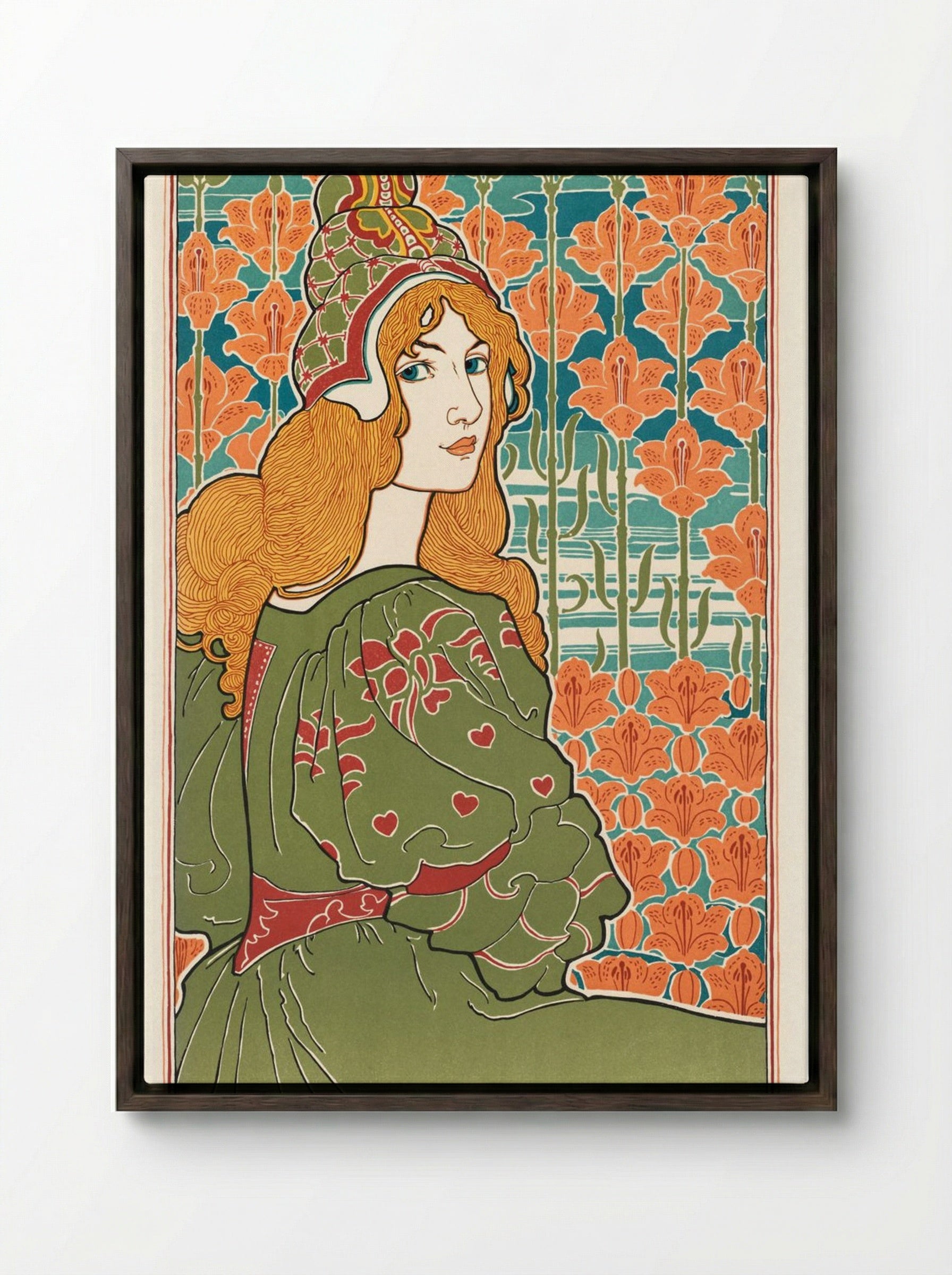Jane (L'Estampe Moderne) - Louis Rhead - Framed Canvas Dark Wood