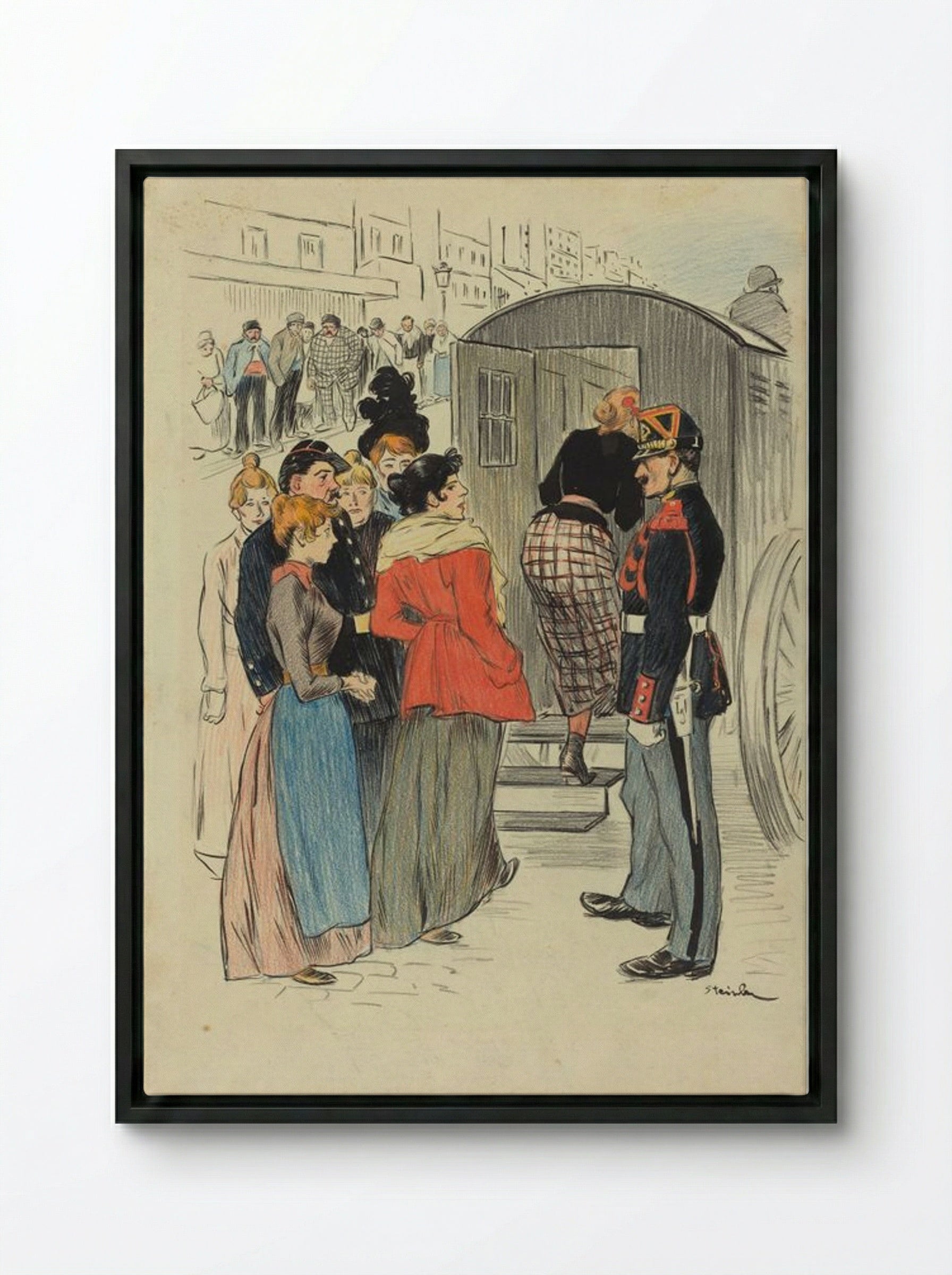 La Rafle - Théophile Alexandre Steinlen - Framed Canvas Black