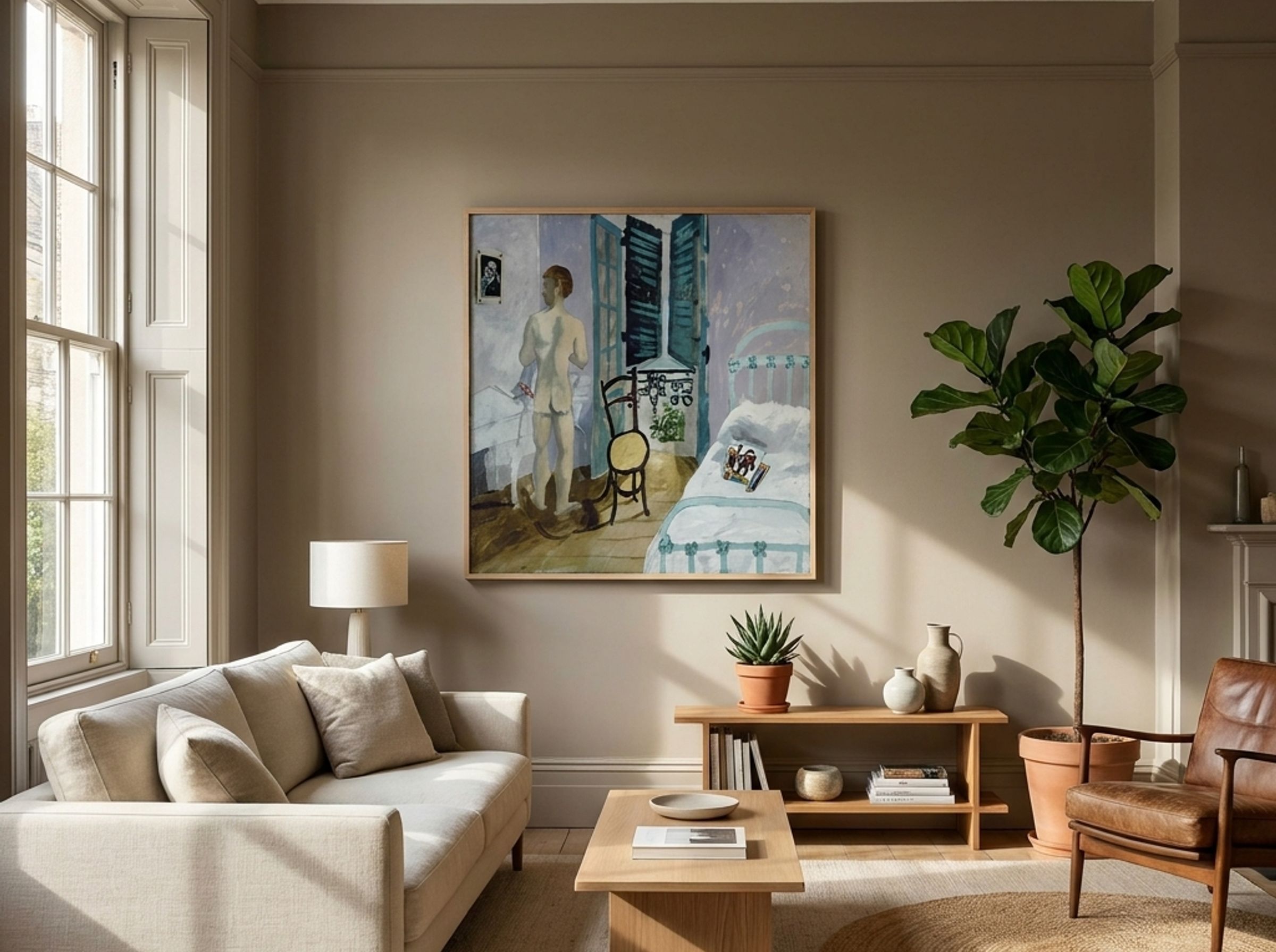 Nude in a Bedroom, Portrait of Fr. Francis Rose - Christopher Wood - Lifestyle