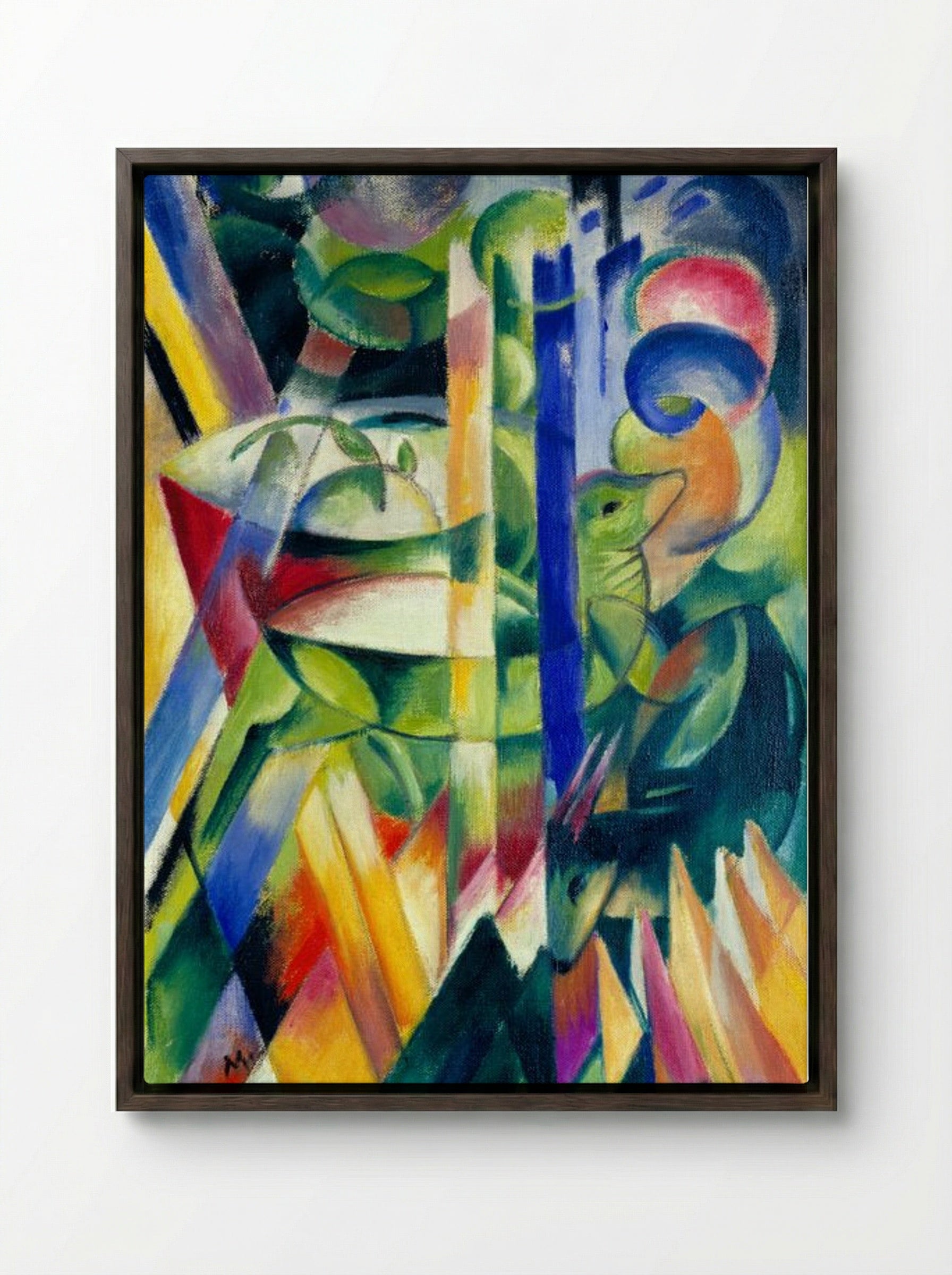 The Little Mountain Goats - Franz Marc - Framed Canvas Dark Wood