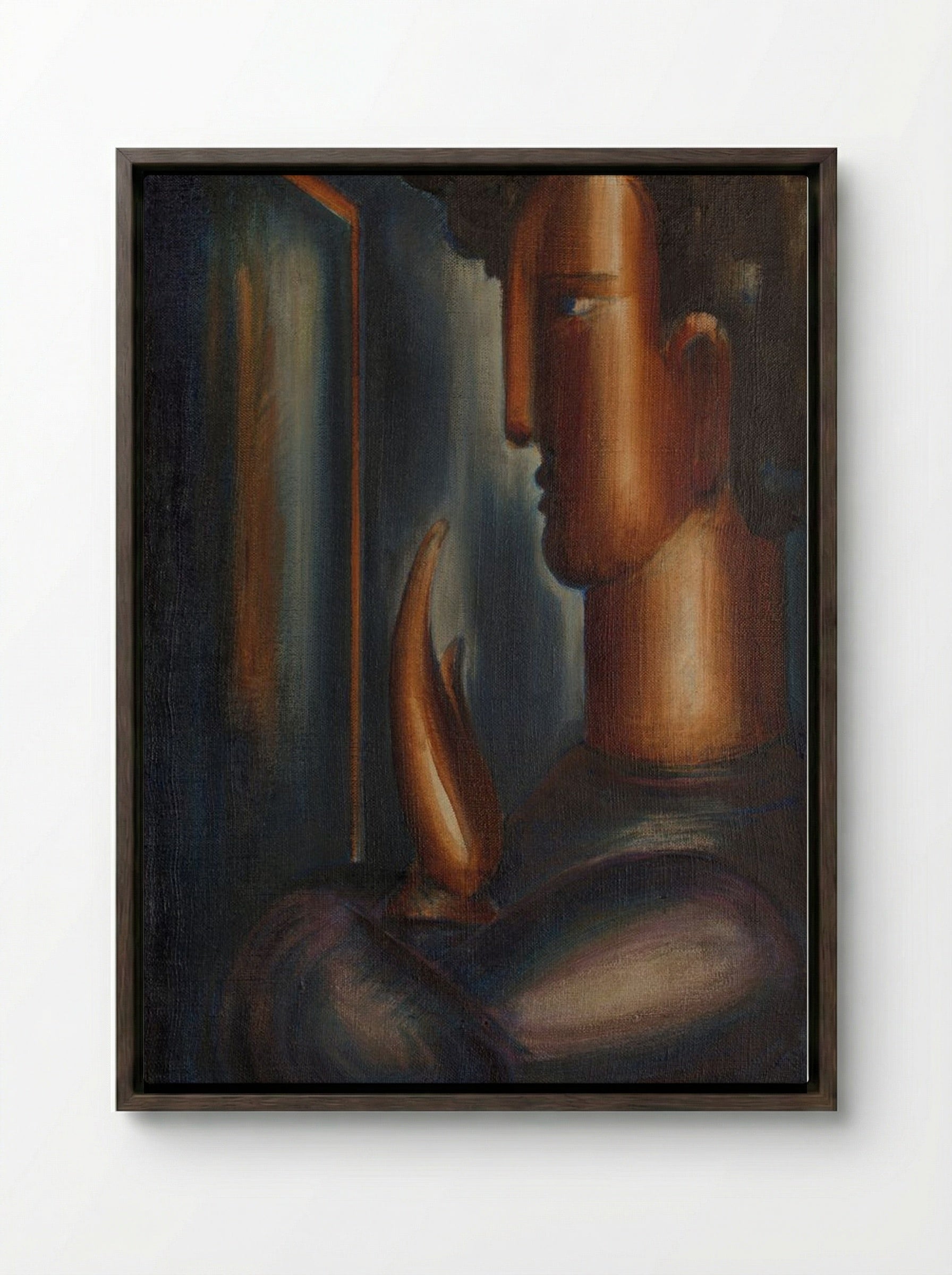 Before the Mirror - Oskar Schlemmer - Framed Canvas Dark Wood
