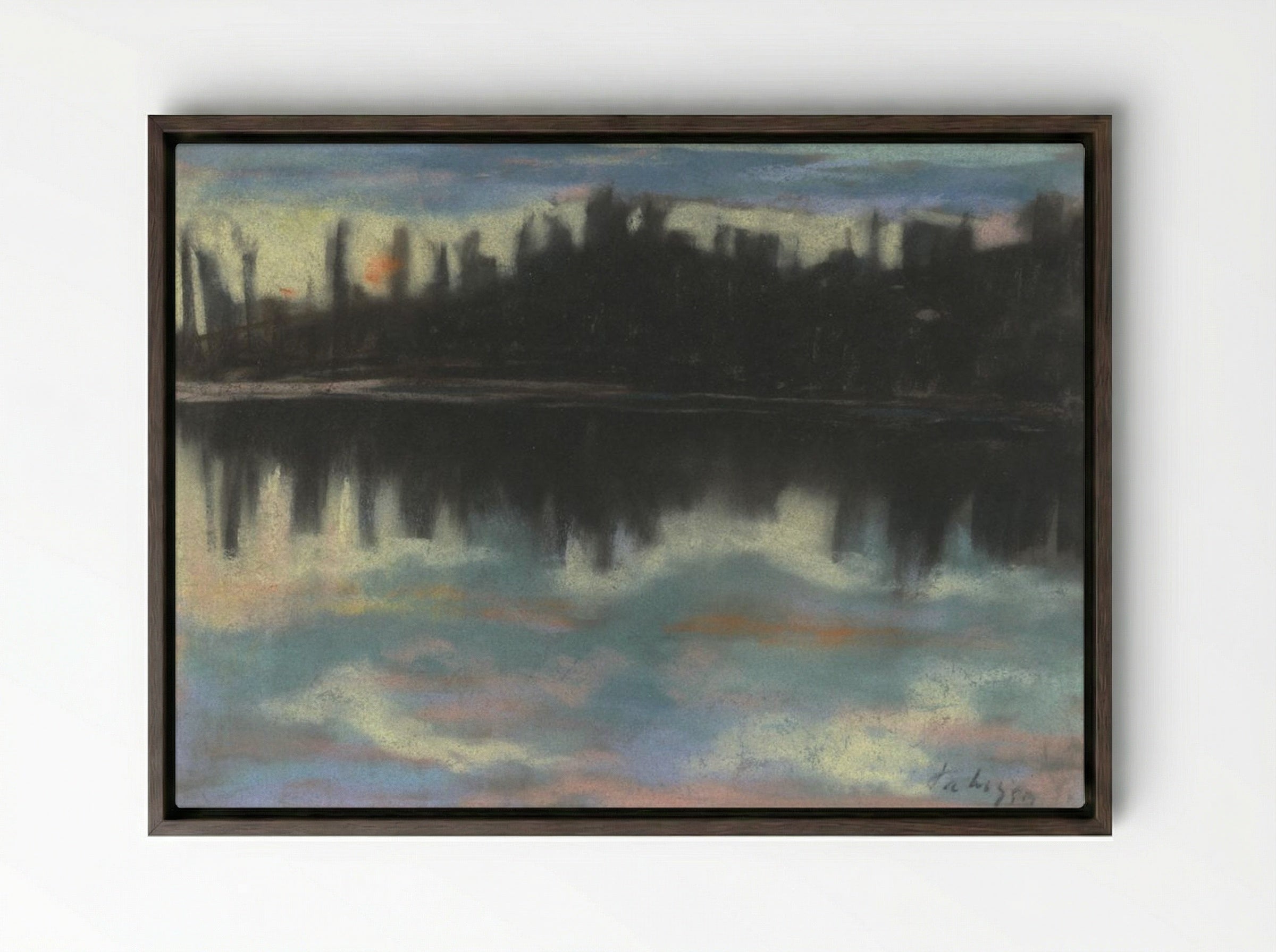 Dark Riverbank - Zolo Palugyay - Framed Canvas Dark Wood