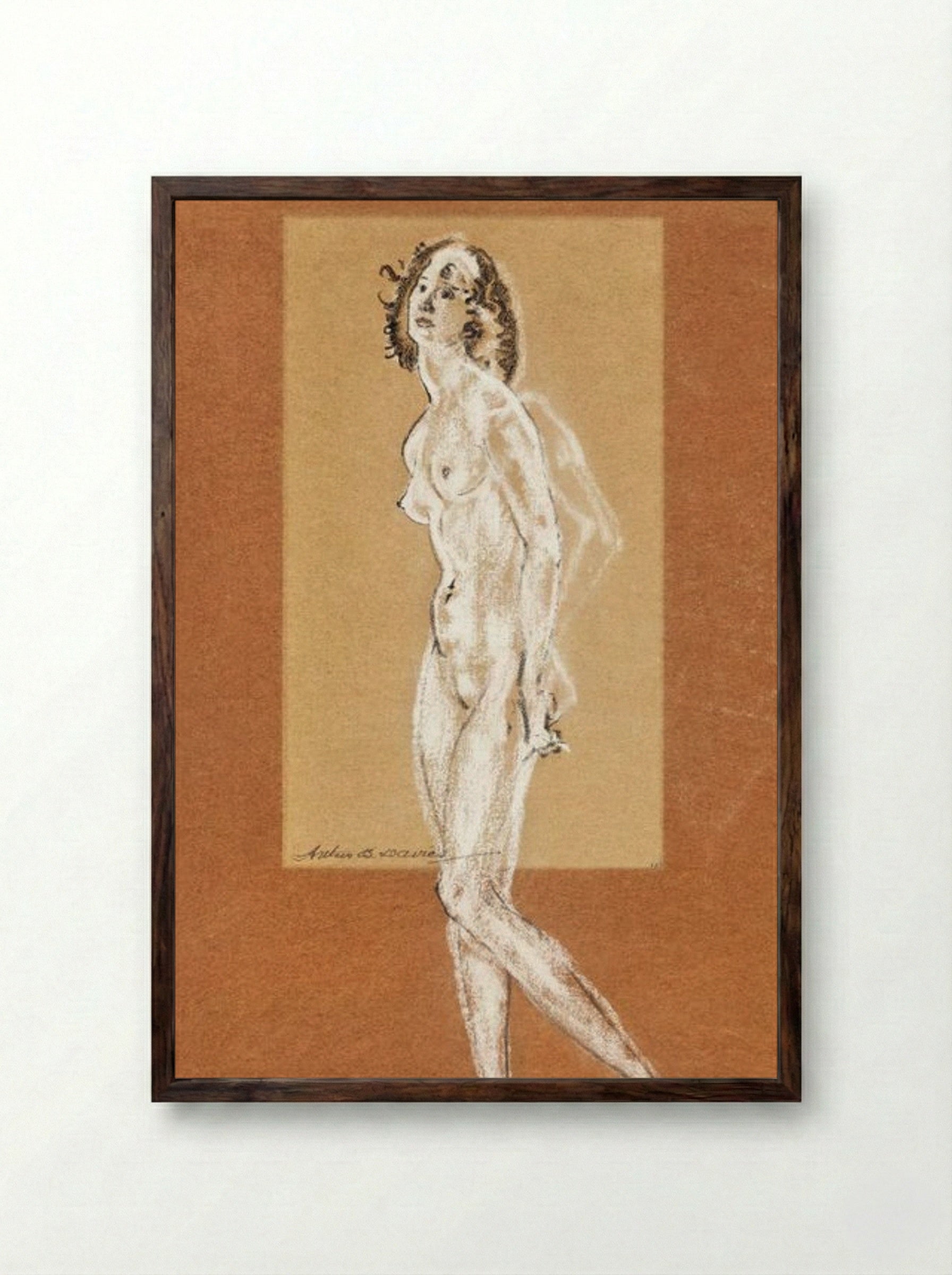 Standing Female Nude - Arthur B. Davies - Framed Print Dark Wood