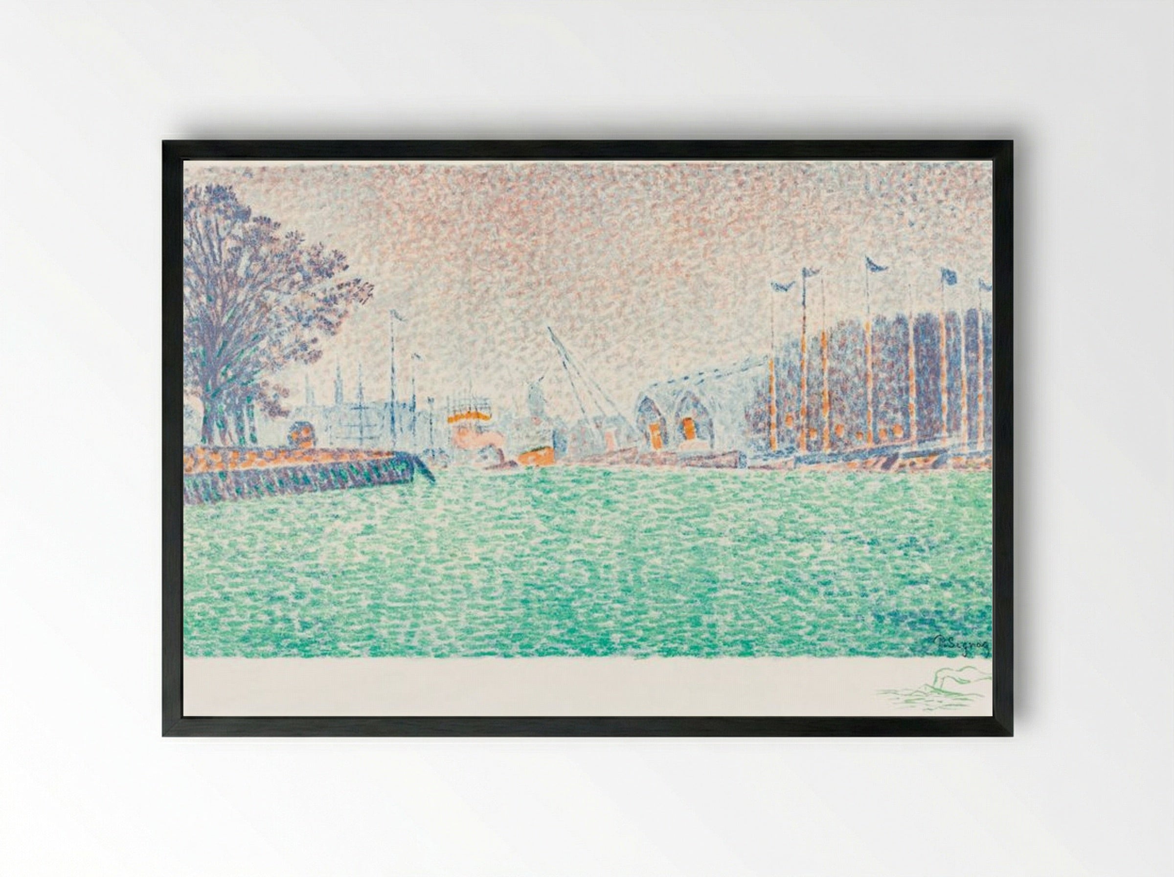 At Flushing (A Flessingue) - Paul Signac - Framed Print Black