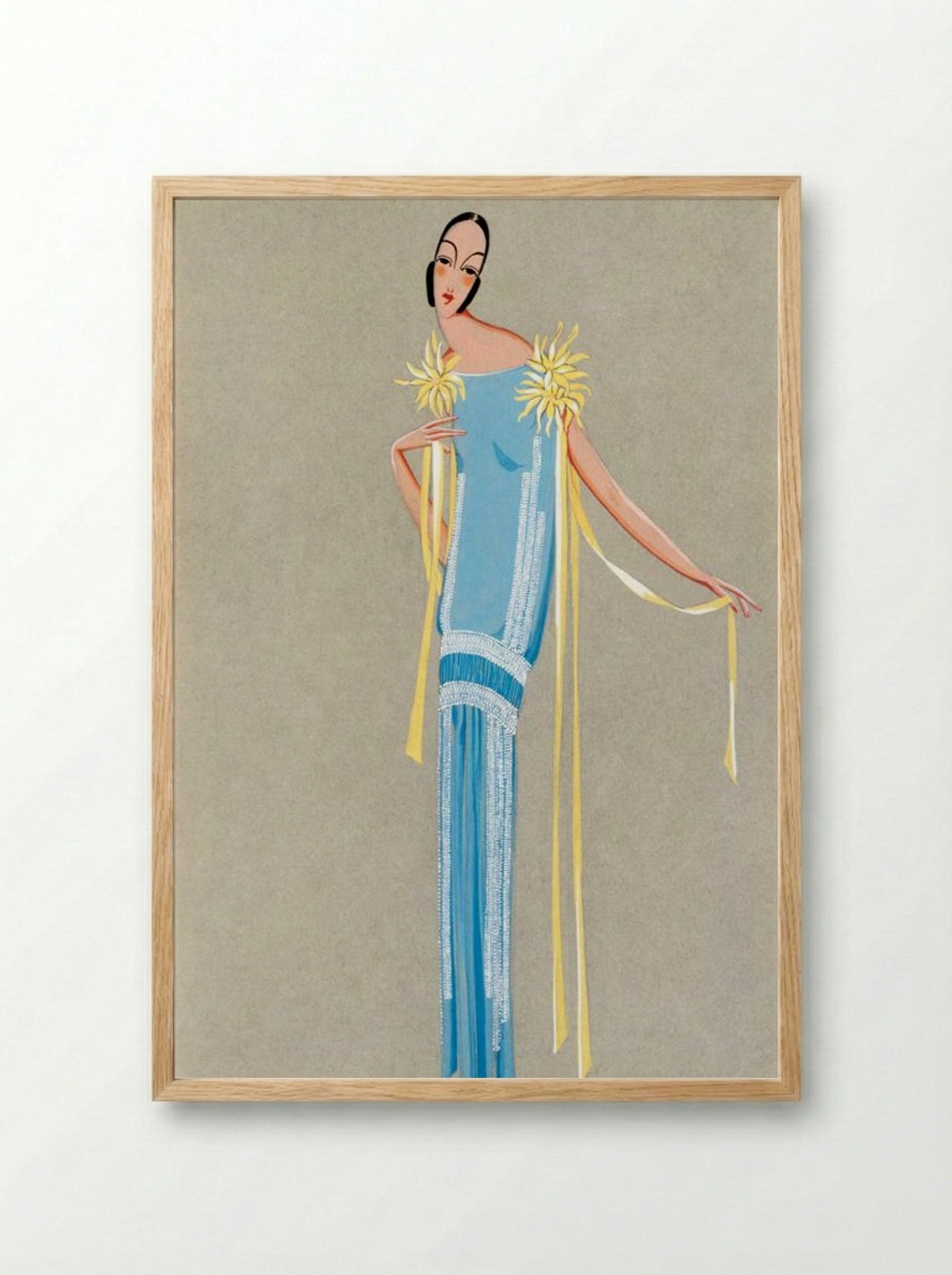 Design for 'L'Accroche-Coeur' Summer Dress, 1924 - Fine Art Print - Framed Print Wood