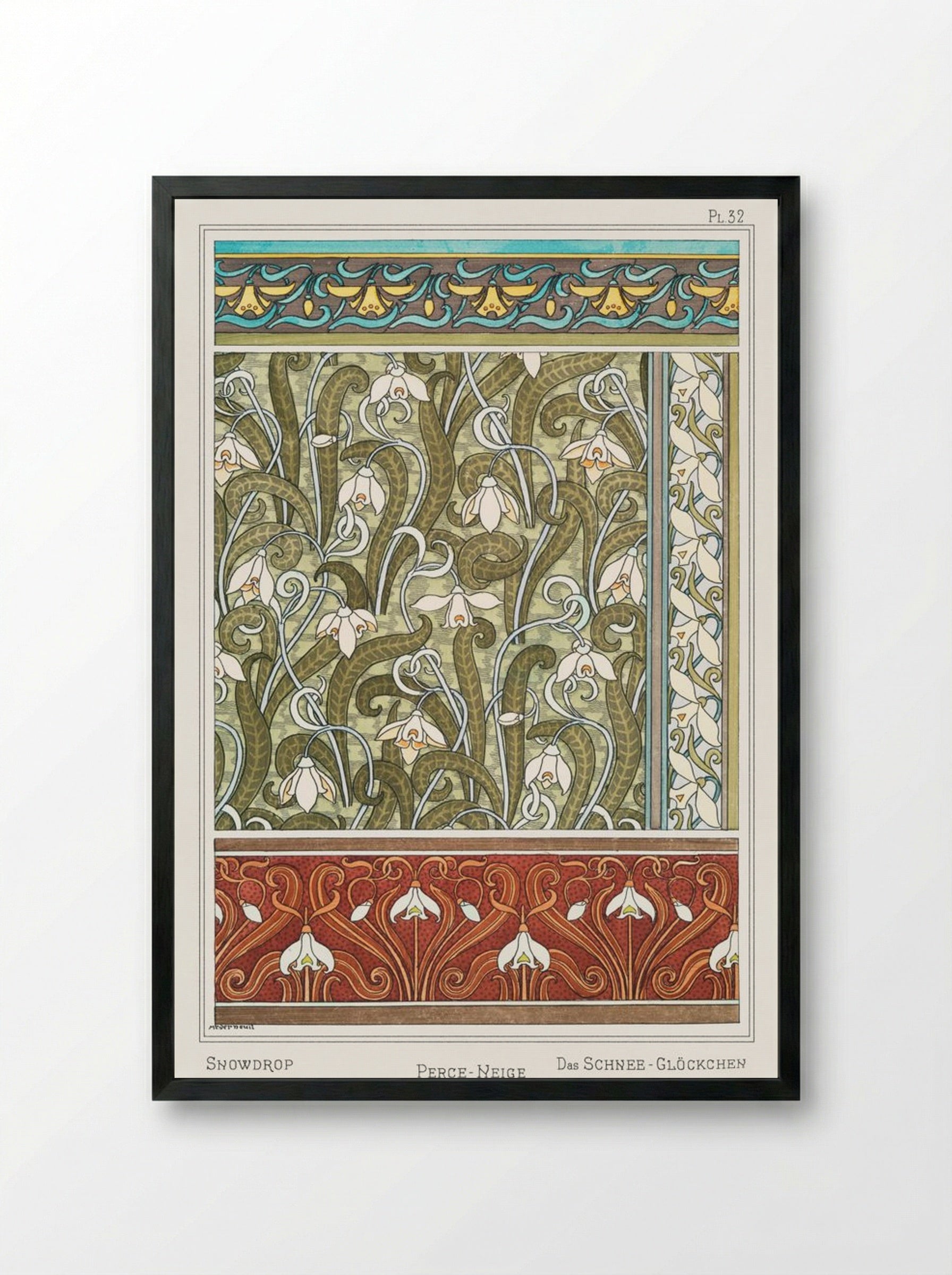 Perce-Neige (Snowdrops) from La Plante et ses Applications ornementales - Maurice Pillard Verneuil - Framed Print Black