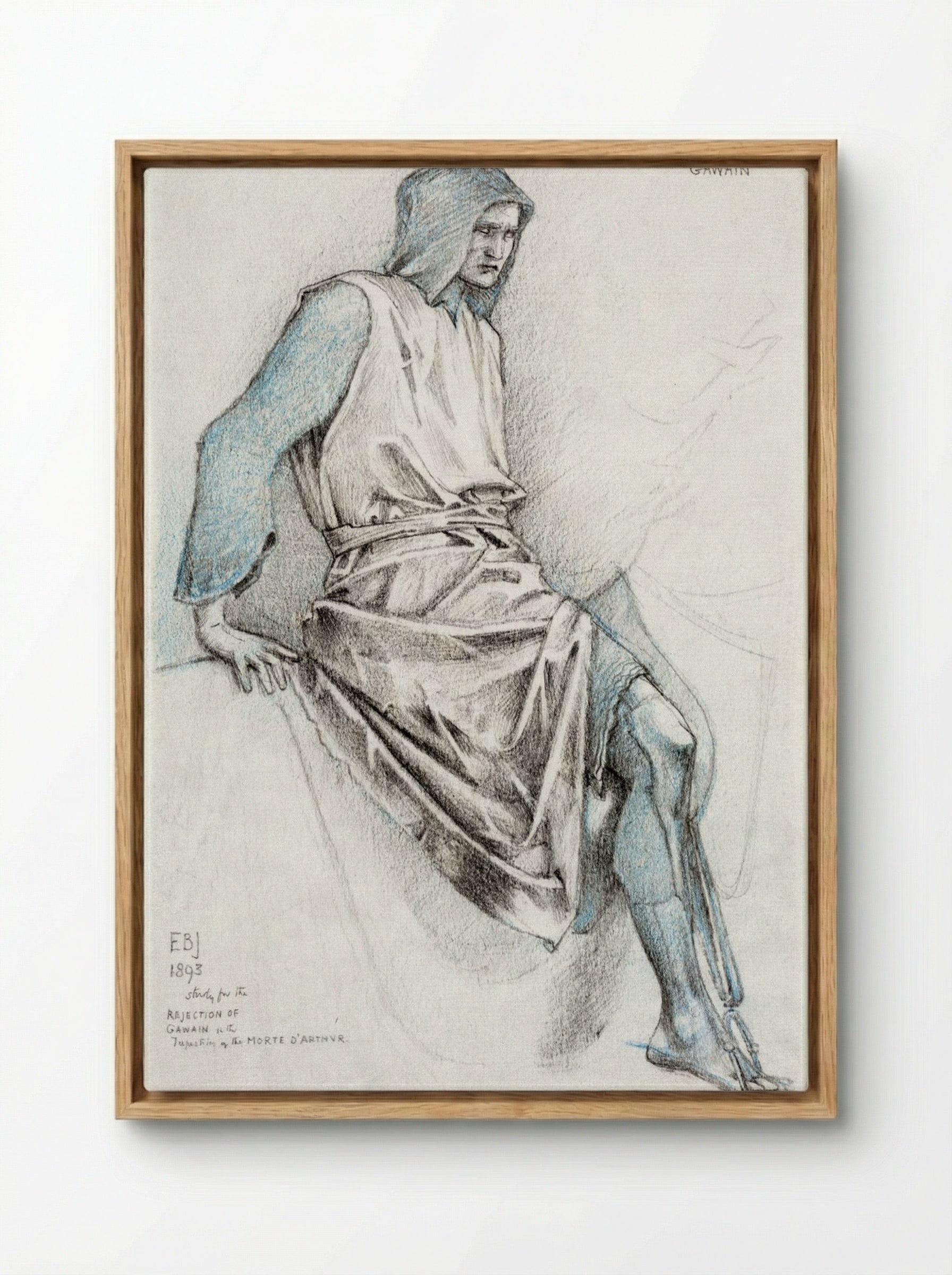 Study for 'The Failure of Gawaine' - Edward Burne-Jones - Framed Canvas Wood