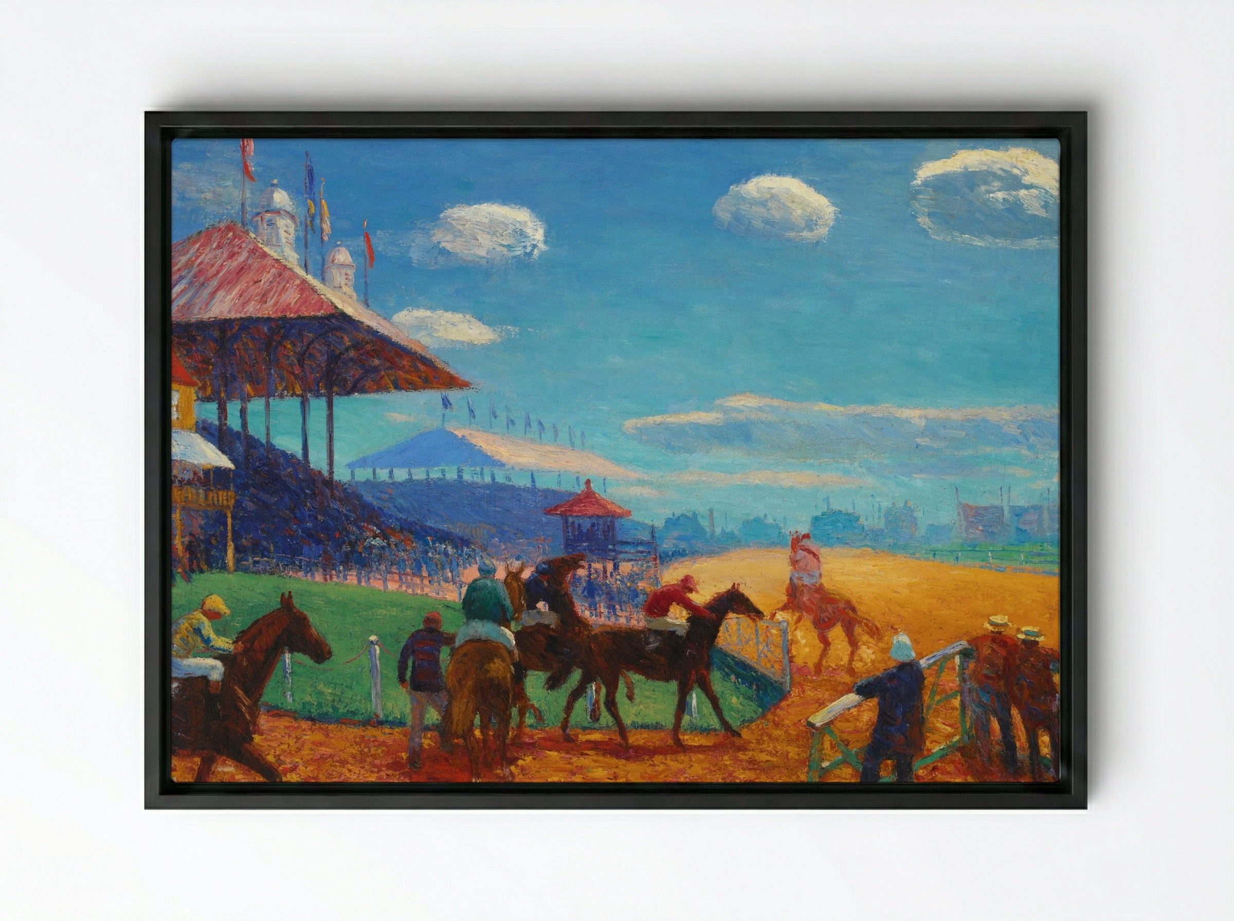 Race Track - William James Glackens - Framed Canvas Black