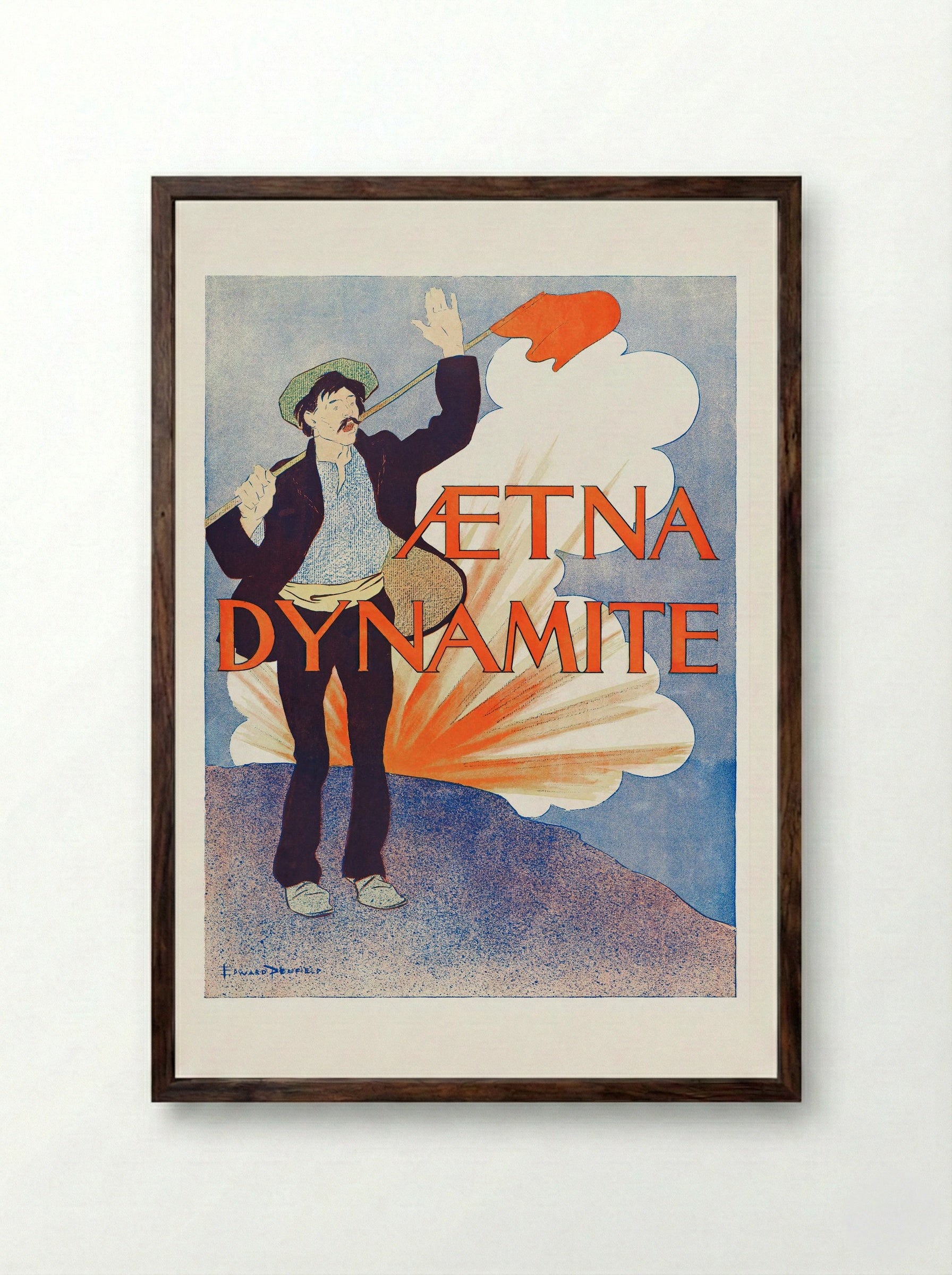 Aetna Dynamite - Edward Penfield - Framed Print Dark Wood