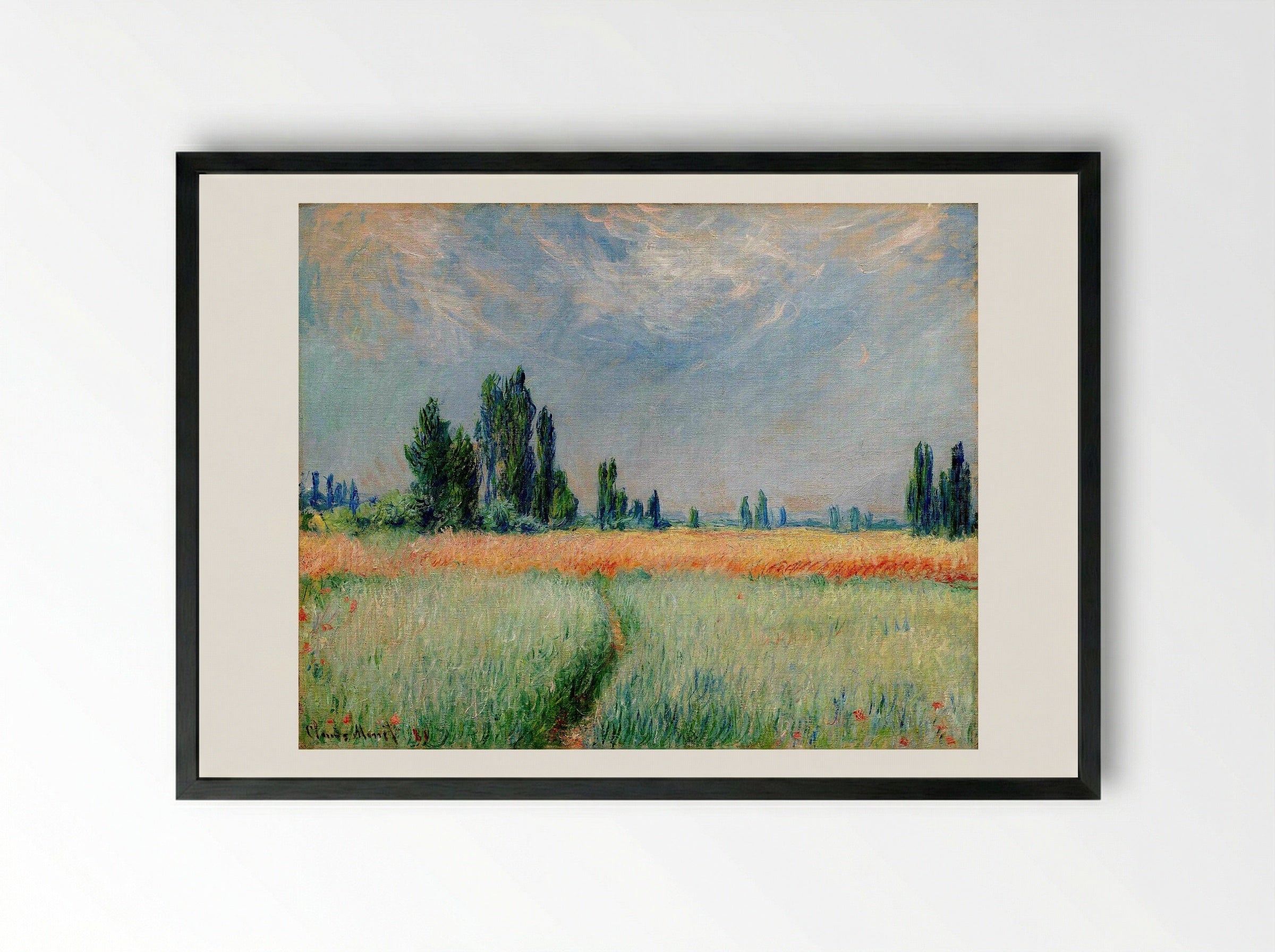 The Wheat Field - Claude Monet - Framed Print Black