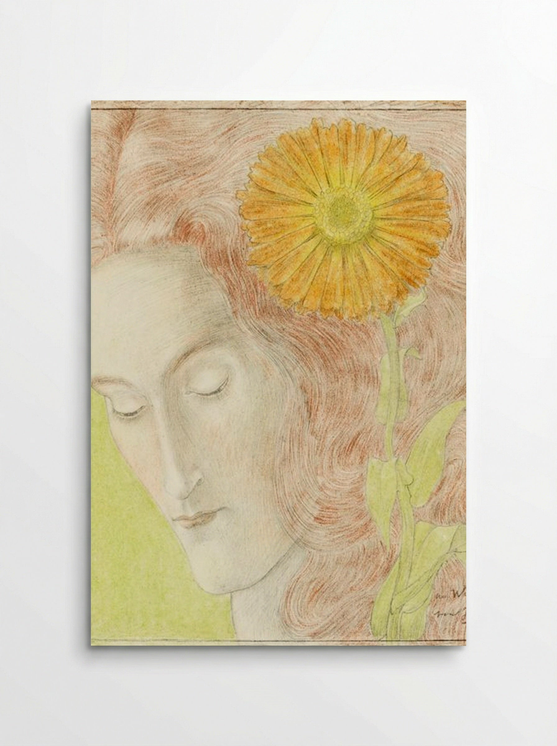 Woman's Head with Red Hair and Chrysanthemum - Jan Toorop - Poster
