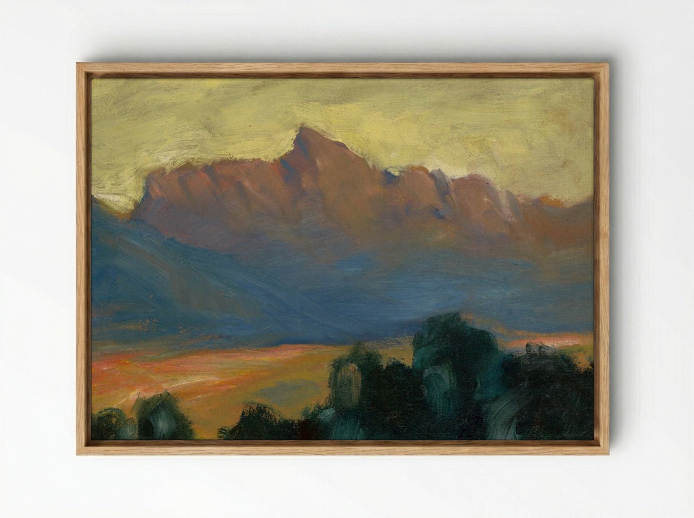Mountain Landscape at Sunset - Zolo Palugyay - Framed Canvas Wood