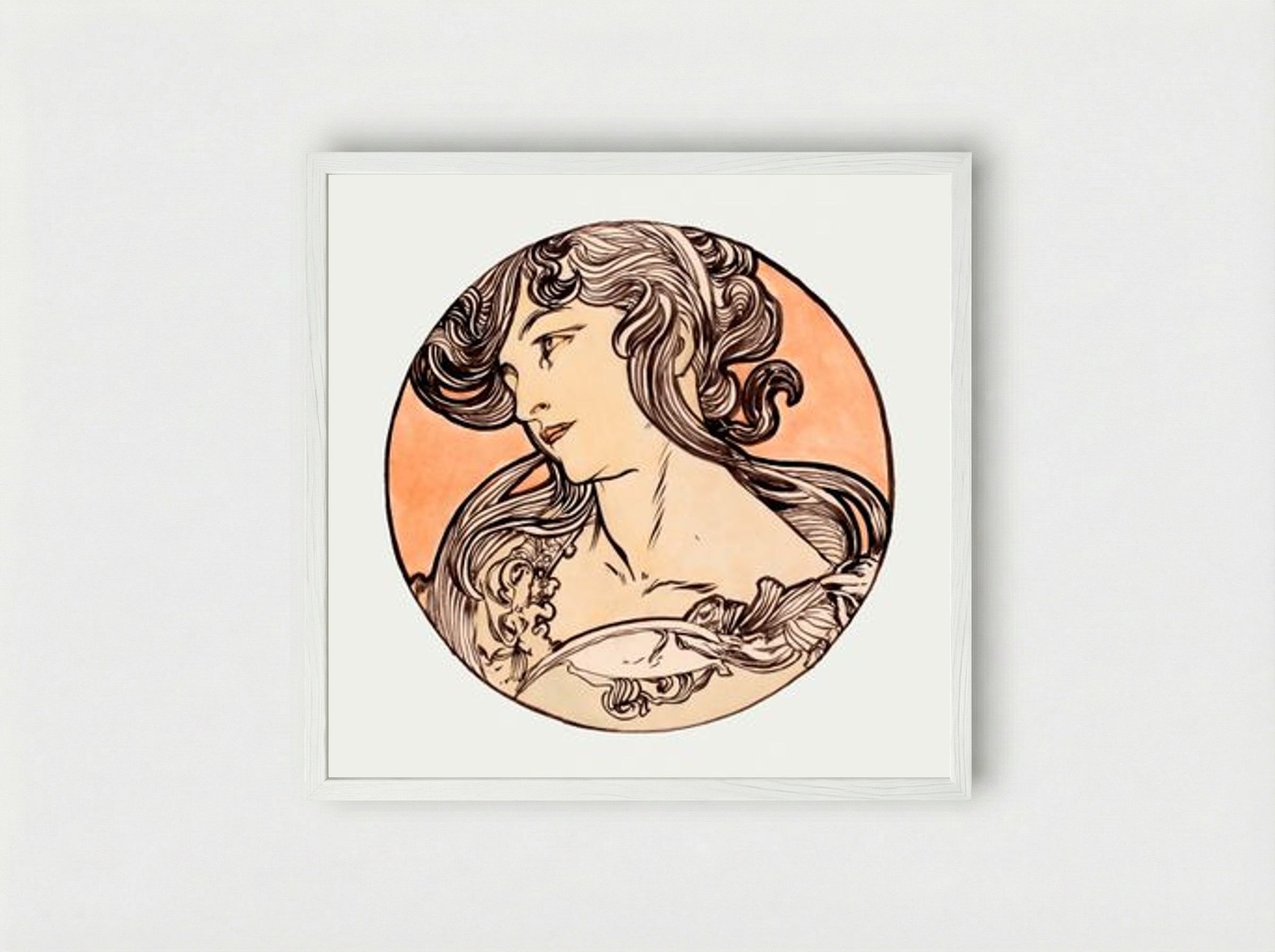 Stained Glass Window Design for Fouquet Boutique - Alphonse Mucha - Framed Print White