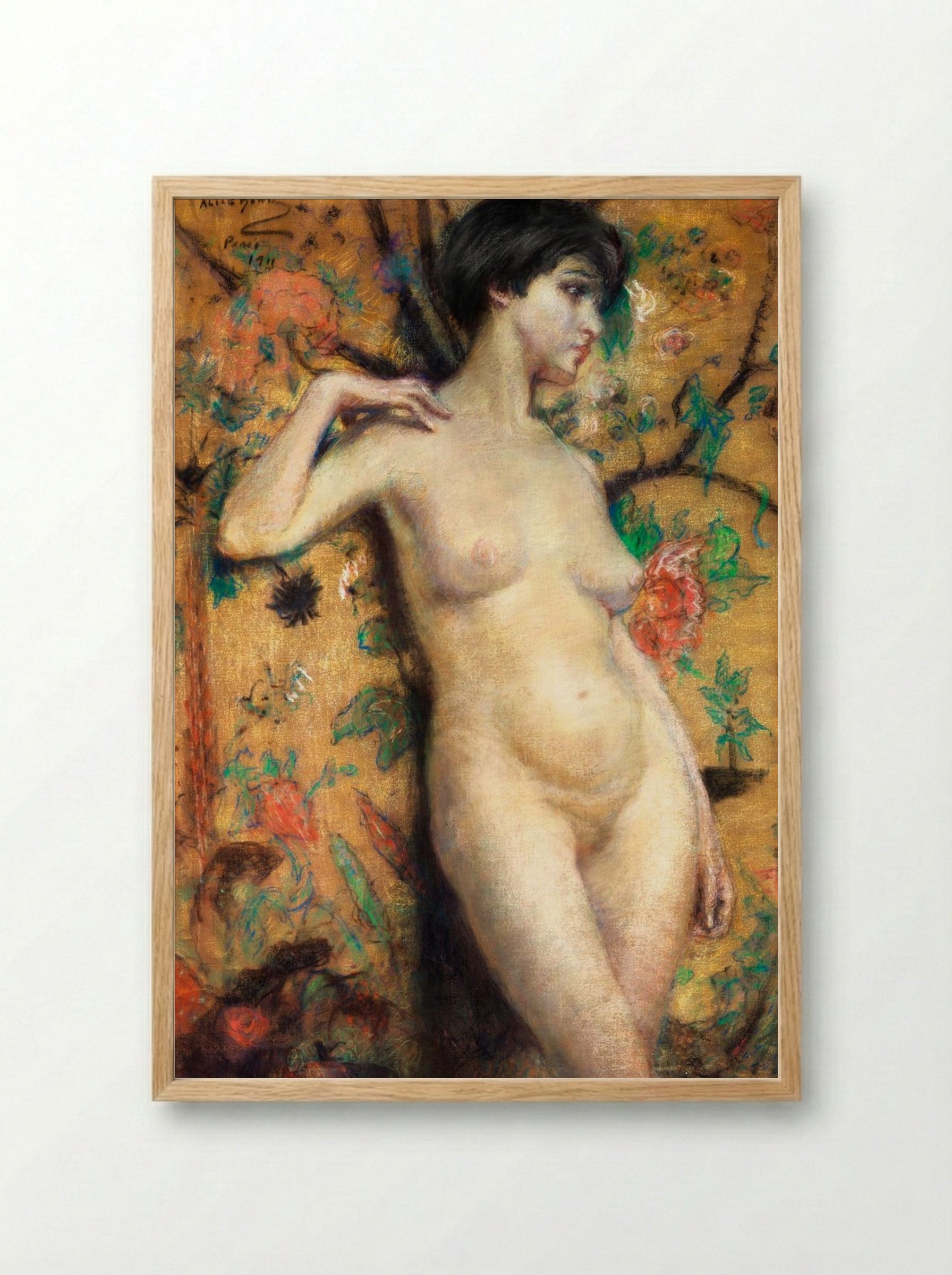 Nude against Screen - Alice Pike Barney - Framed Print Wood
